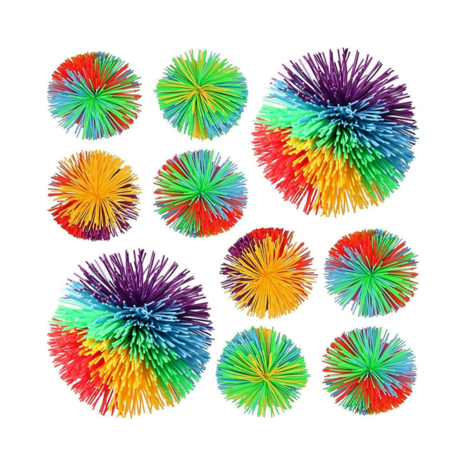 10 Pieces Colorful Monkey Stringy Balls 6cm Sensory Fidget Toy Stress Balls Rainbow Pom Ball Active Toys with Drawstring Bag