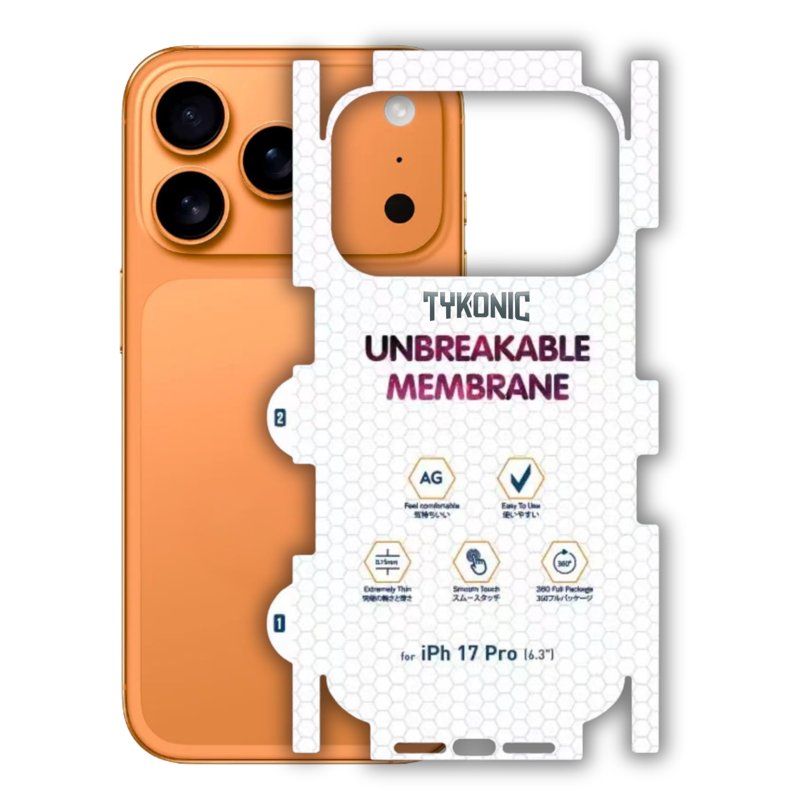 Tykonic Matte Membrane for iPhone 17 Pro - Transparent Back Skin for iPhone 17 Pro - Durable & Scratch-Resistant Lamination - Transparent Back Skin