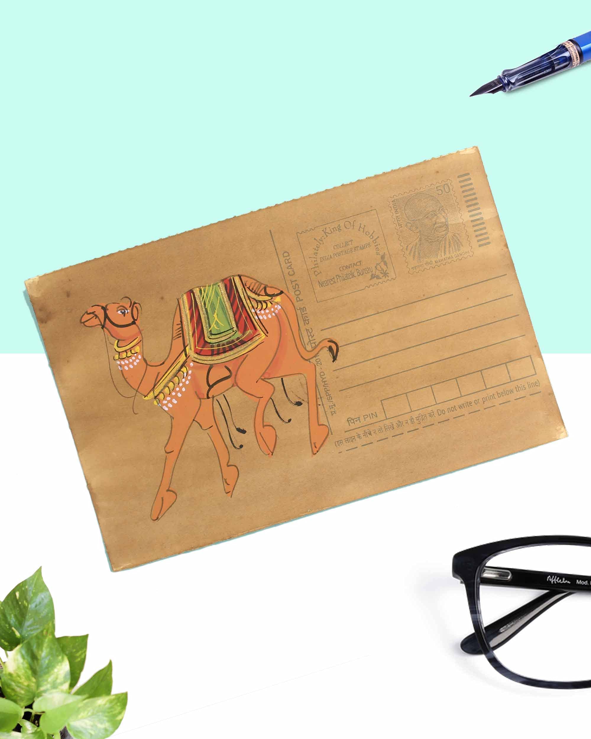 Handmade camel post card miniature painting-image-4