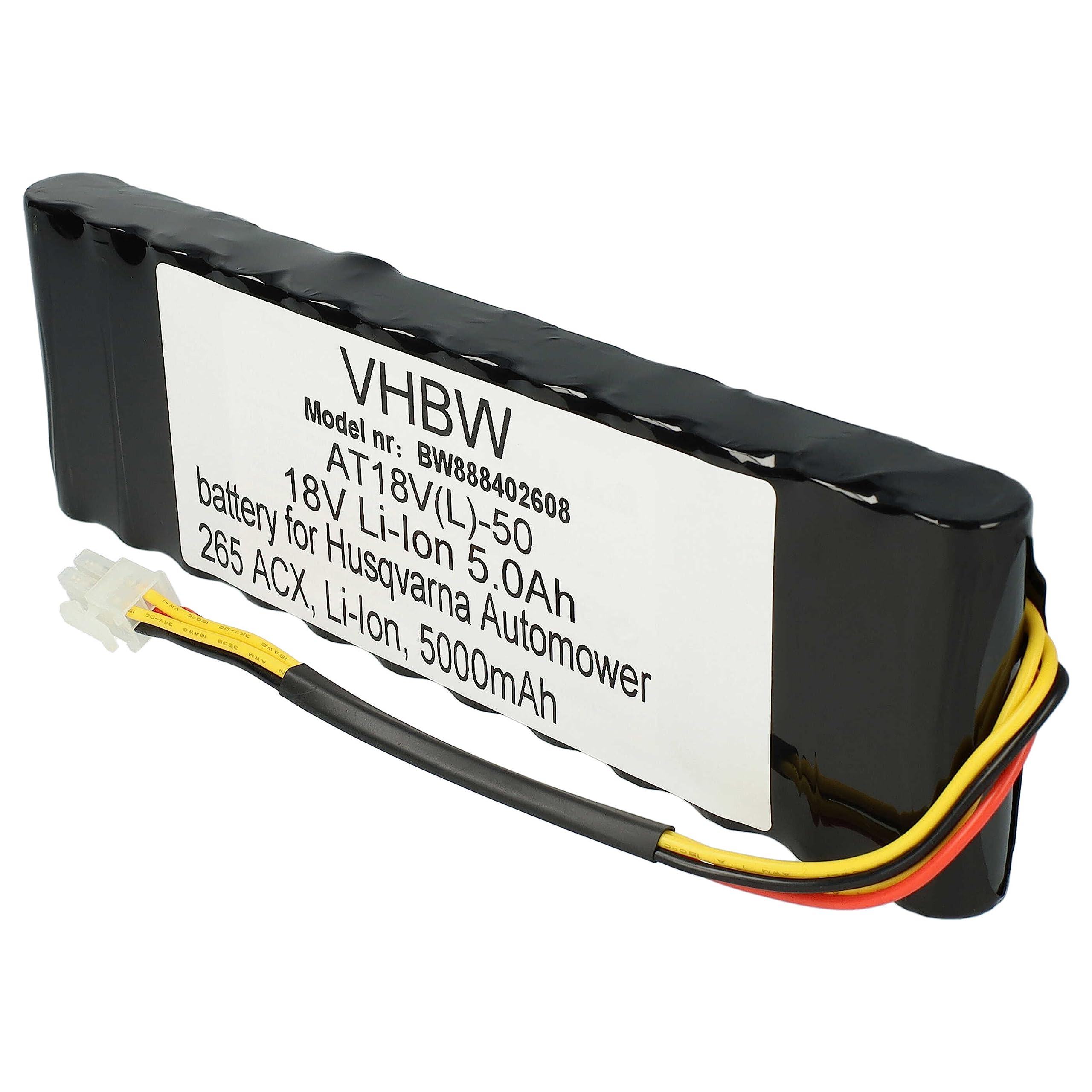 vhbw Batería Compatible con Husqvarna Automower 265 ACX 2014, 265 ACX 2013, 265 ACX 2012, 265 ACX Robot cortacésped cortacésped 5000mAh 18V Li-Ion