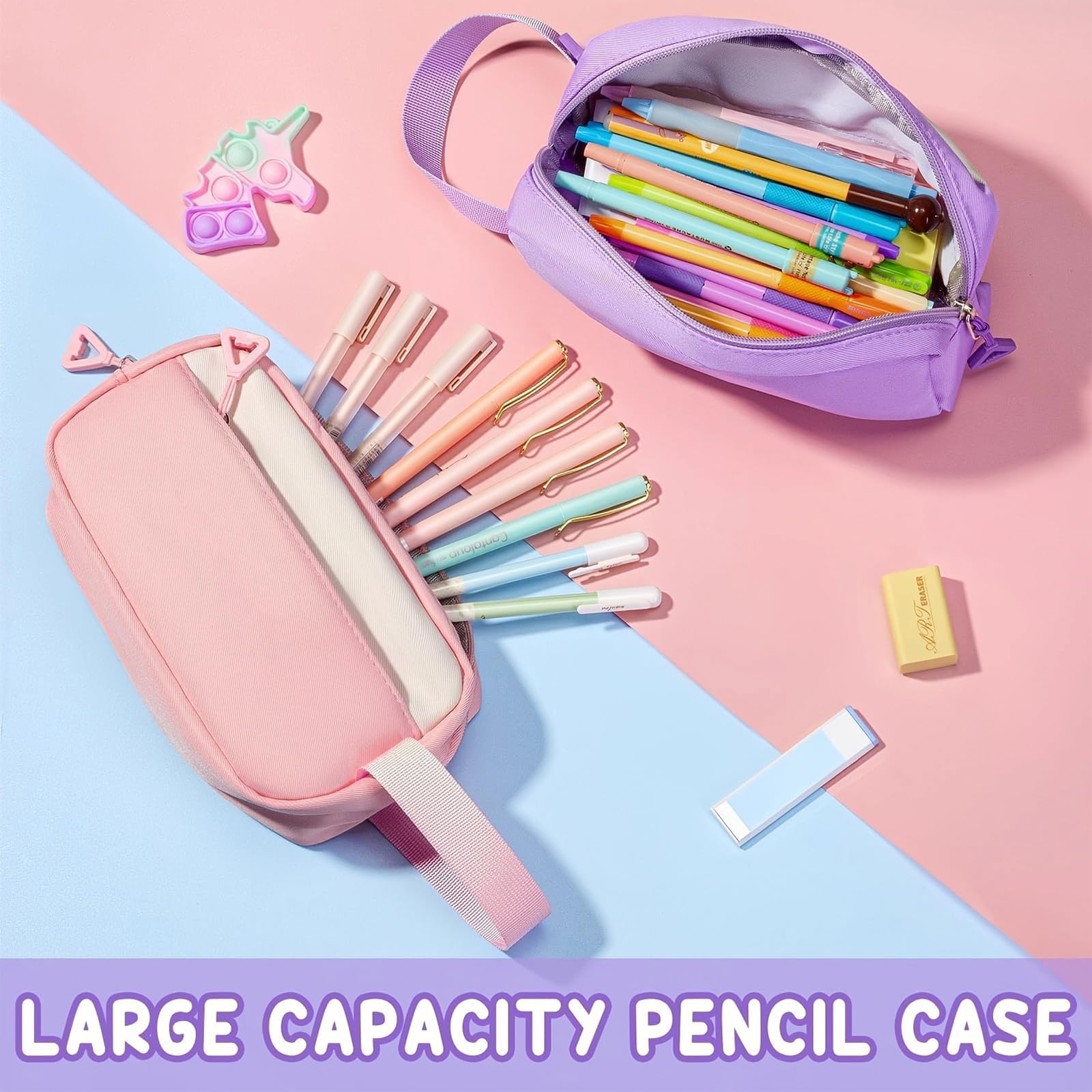 Amythe Ensemble de Sac à Dos Fille Primaire 3 Pièce, 2025 Cartable Enfant Scolaire avec Sacs à Déjeuner et Trousse Crayon, Sac Ecole Fille pour CP CE CM 6 à 12 ans-Noir