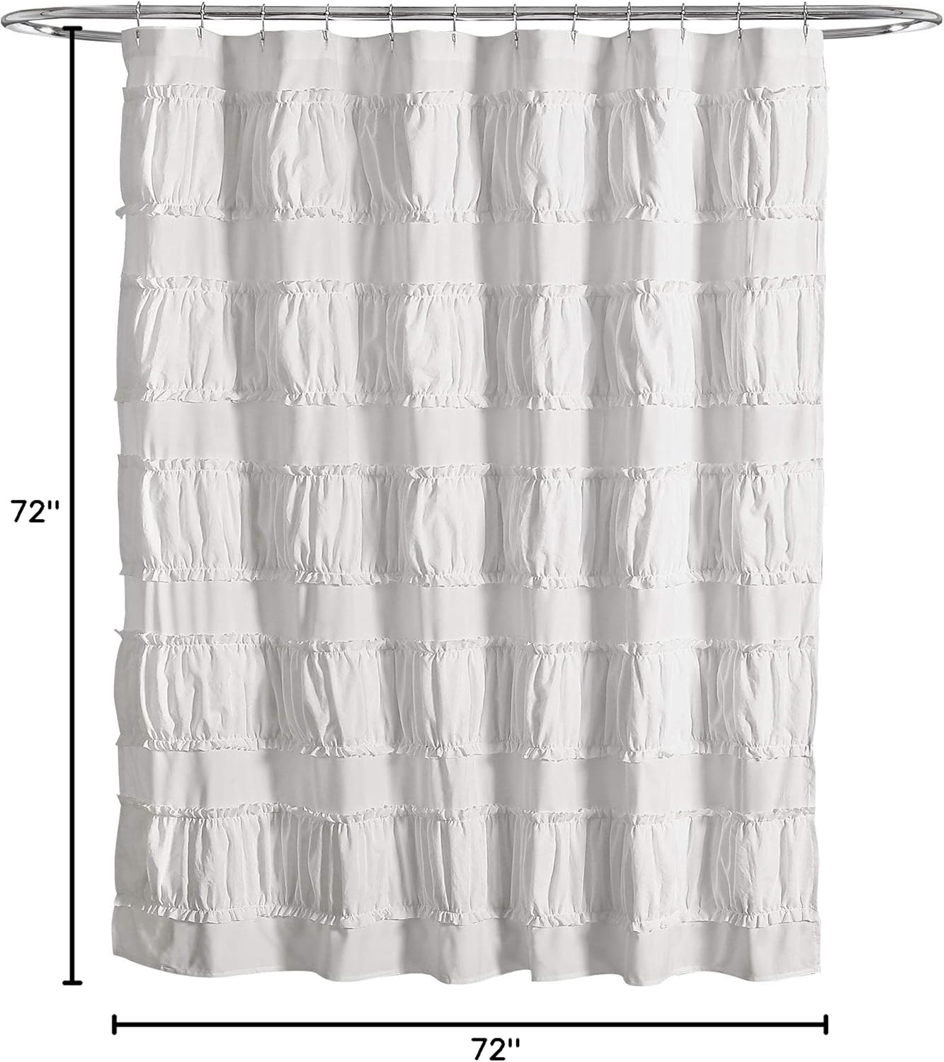 Lush Decor Nova Ruffle Shower Curtain, 72" x 72", White