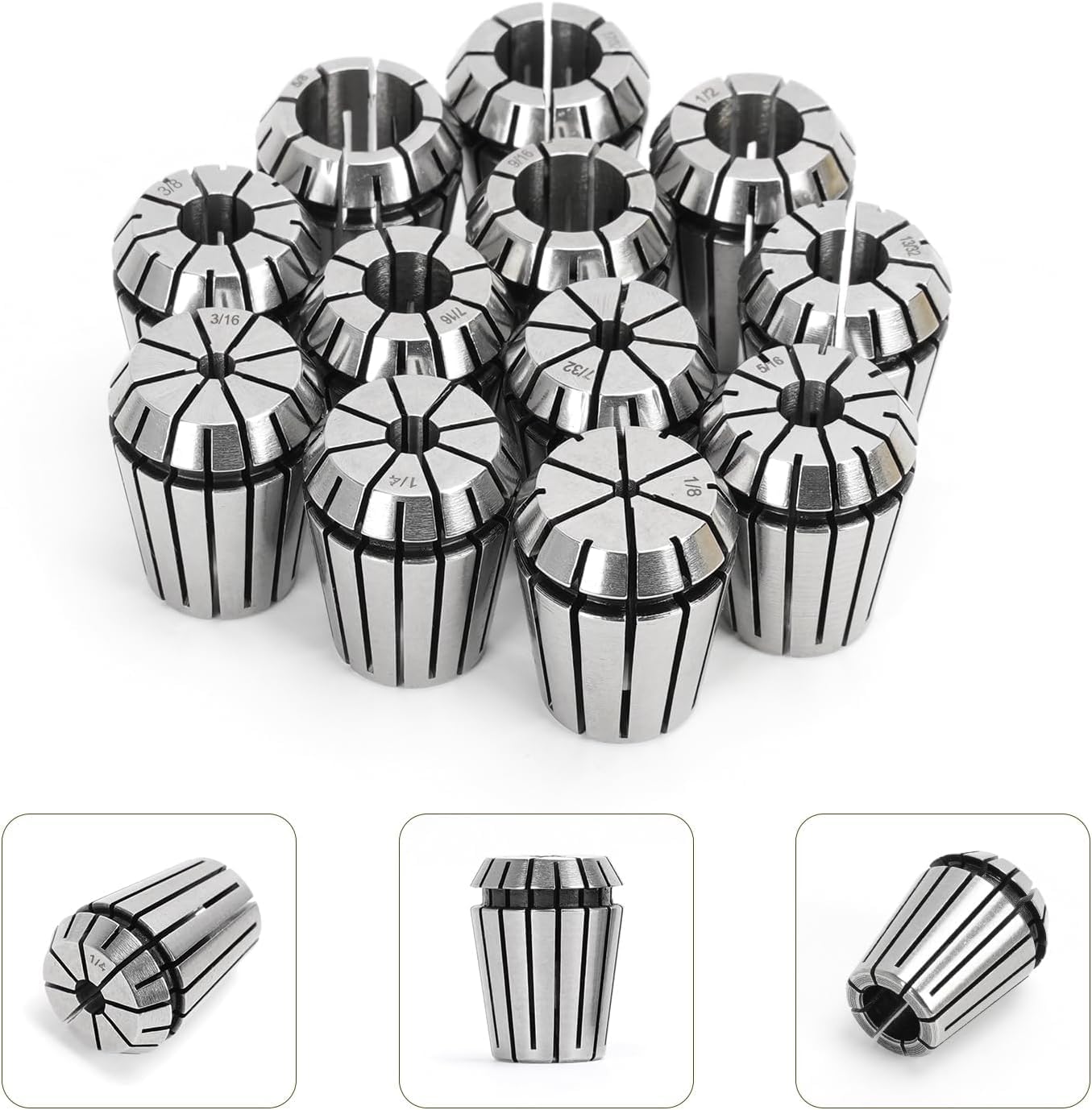 ER11 ER16 ER20 ER25 ER32 ER40 Spring Collet Set for CNC Engraving Machine and Milling Lathe Tool Workholding Engraving Collets (12pcs ER25)