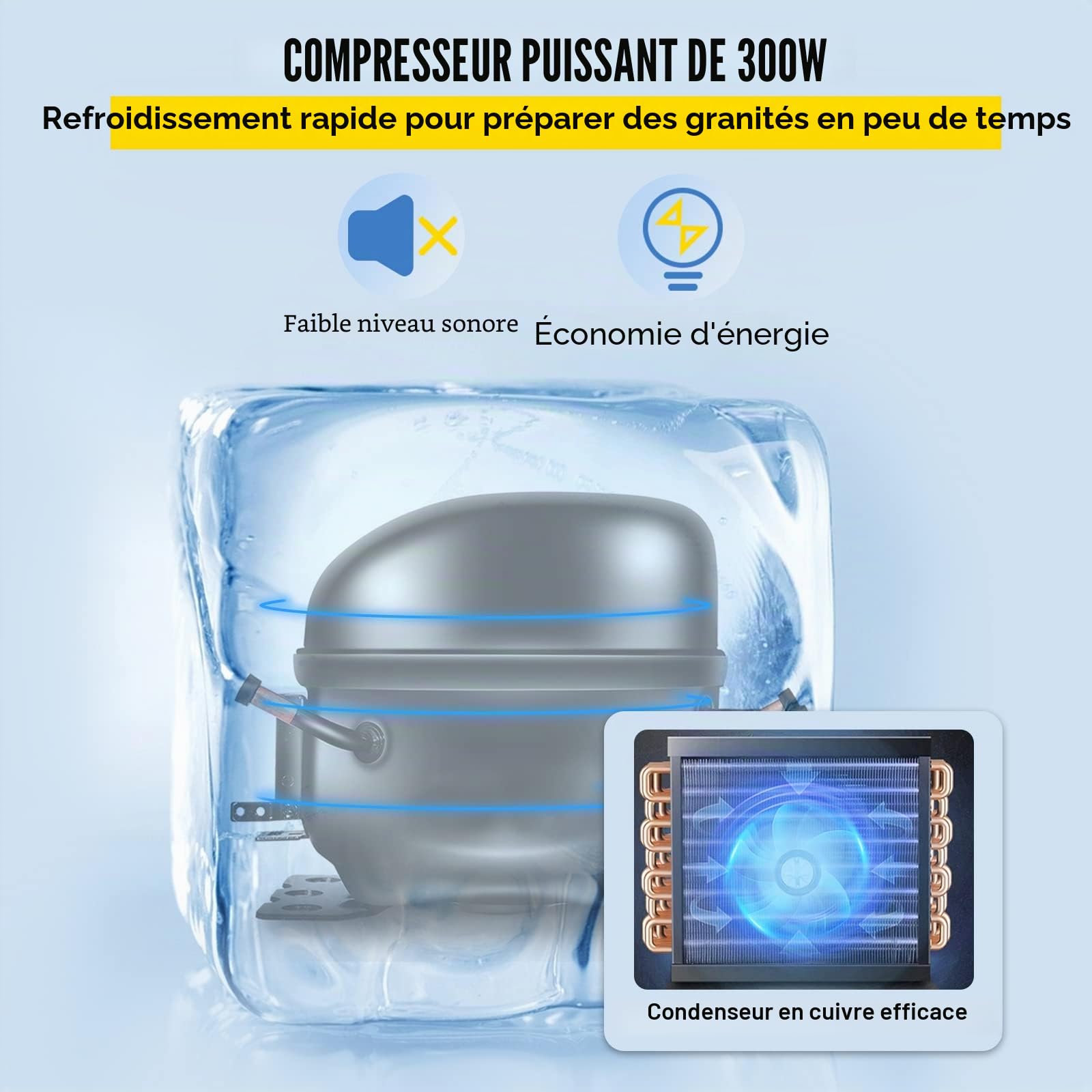 VEVOR Machine à Granité 6 L Machine de Glace Fondue Machine à Granita Réfrigération Efficace pour Rationaliser et Booster Service de Boissons Glacées pour Boissons Frappées Restaurants Cafés Bars