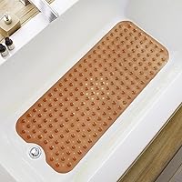 Vista 17 de Alfombrilla de baño y ducha, antideslizante de 39 x 16 pulgadas extralarga, apta para lavado a máquina con agujeros de drenaje, ventosas para baño