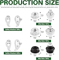 Vista 2 de Keadic Juego de tuercas de eje de rueda de bicicleta de 3 tamaños y arandela de seguridad, piezas de hardware de tuerca de eje con brida y ganchos