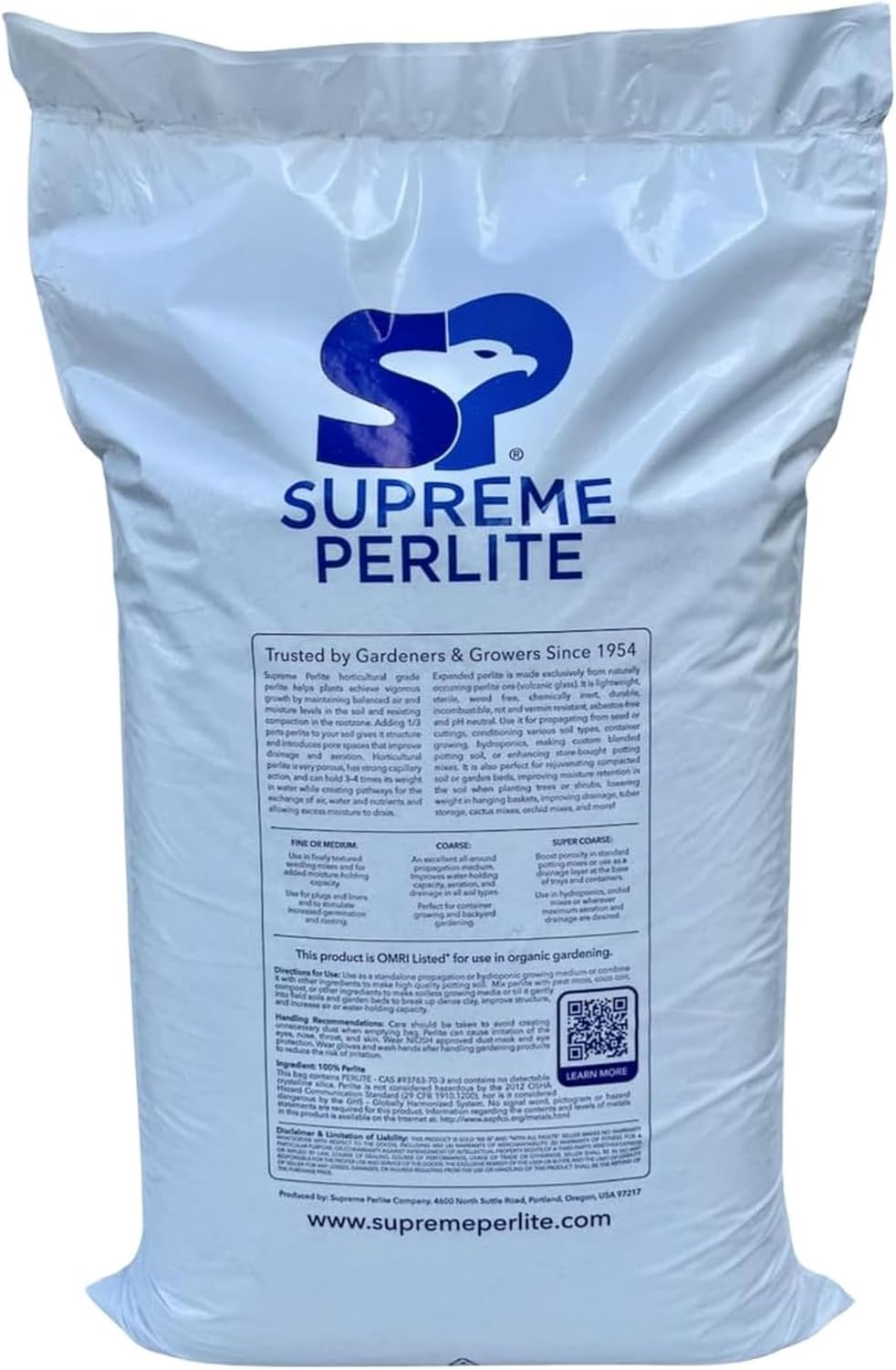 Supreme Perlite Medium Horticultural Perlite, 4 Cubic Feet Bag - Organic Potting Soil Mix Amendment for Seed Starting, Succulent, Cactus, Orchid, Bonsai, and Indoor or Outdoor Gardening