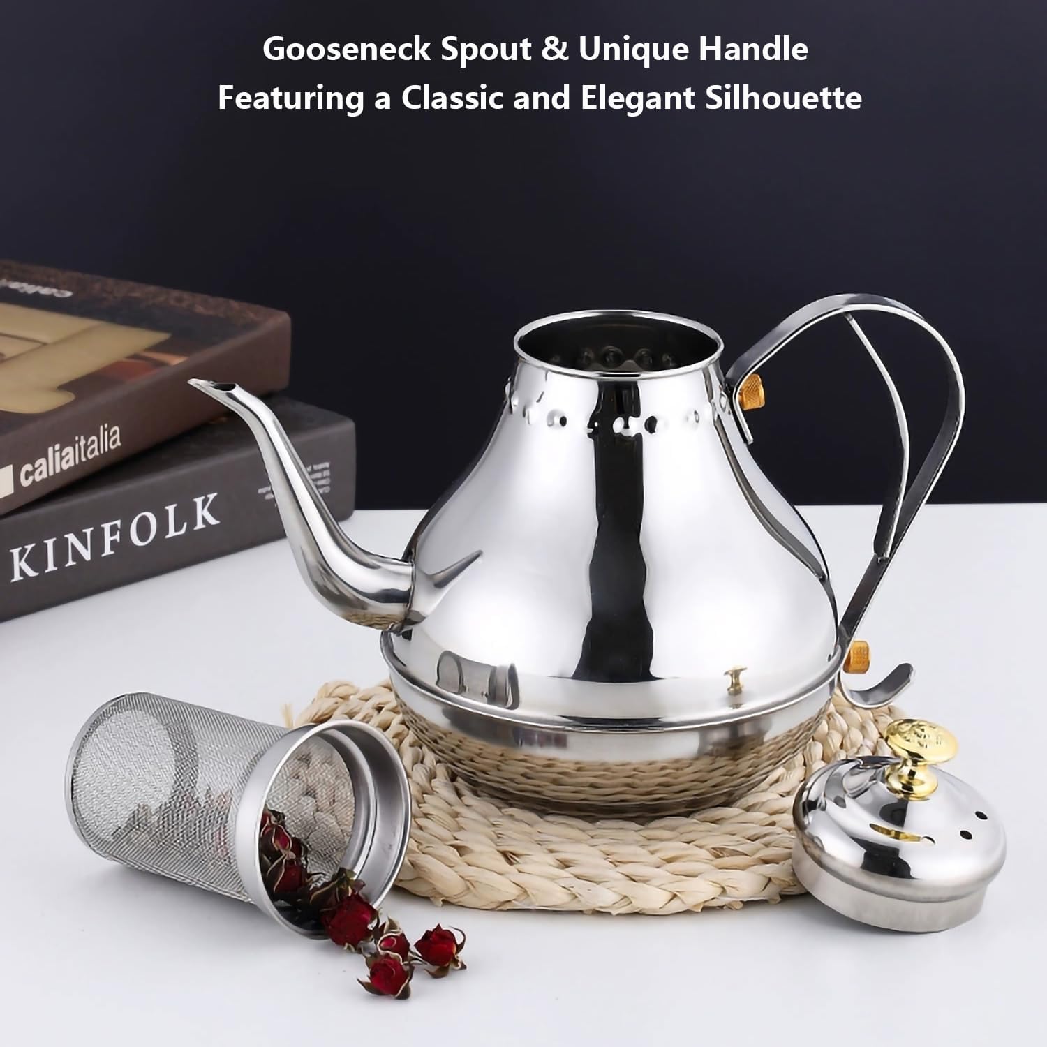 Royal Gooseneck Tea Kettle Stainless Steel Large Capacity Multi-Functional Coffee Pot with Built-in Strainer