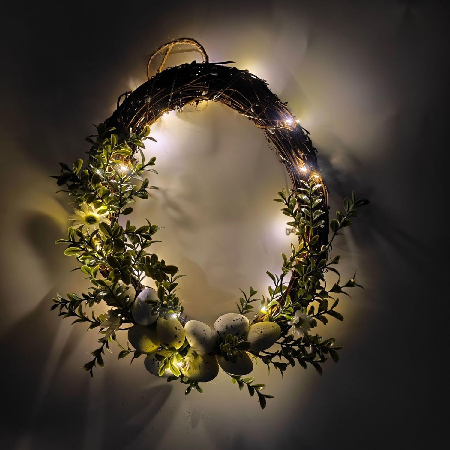 New Easter Simulation Egg Wreath Spring Flower Decoration Plastic Foam Round Door Hanging Factory Price