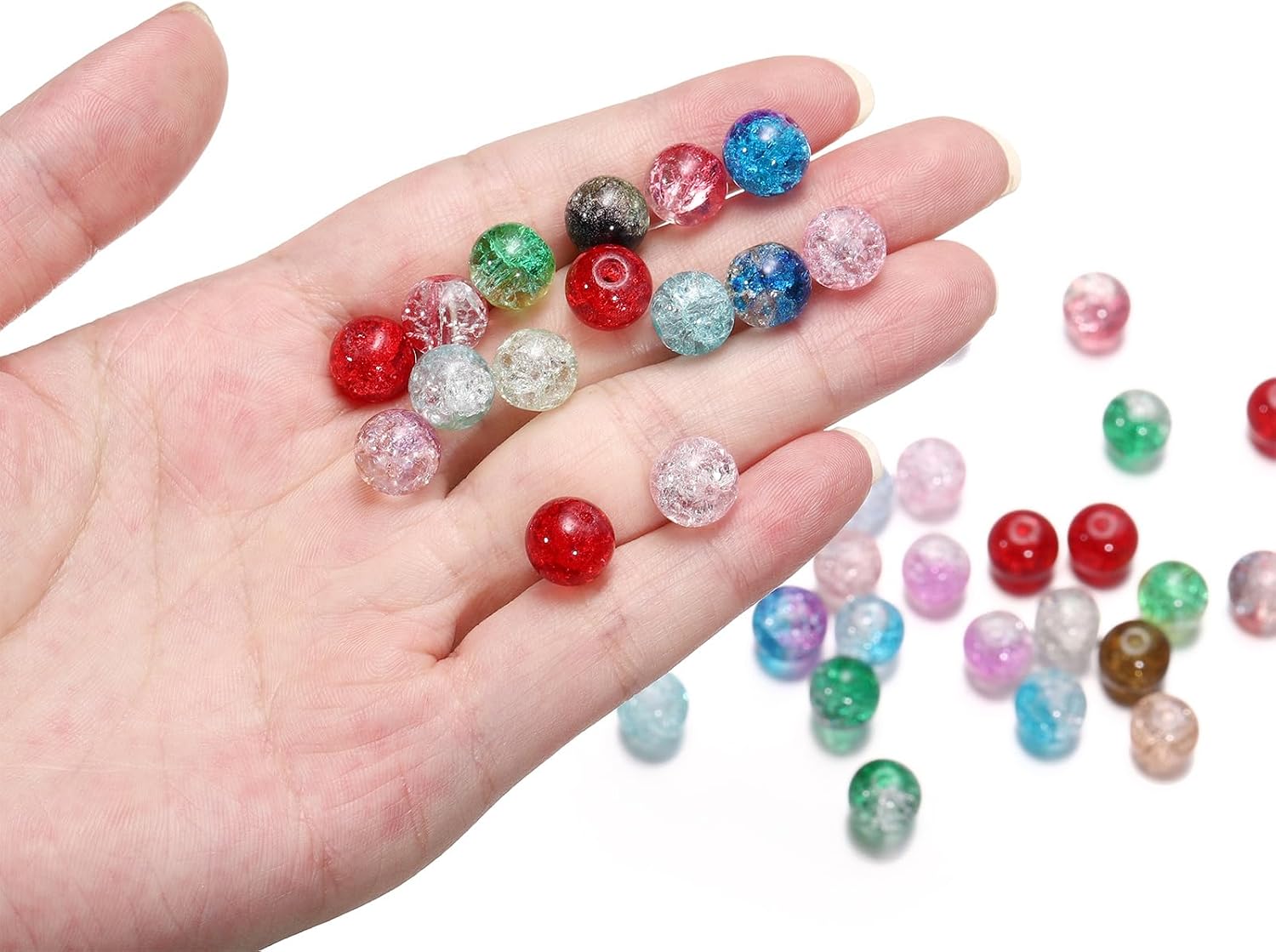 408 Pcs 10mm Crackle Glass Beads for Jewelry Making Crafts DIY, 24 Colors Crystal Beads Spacer Beads Loose Beads for DIY Bracelet Necklace Earrings (408Pcs 10mm Crackle Glass Beads)