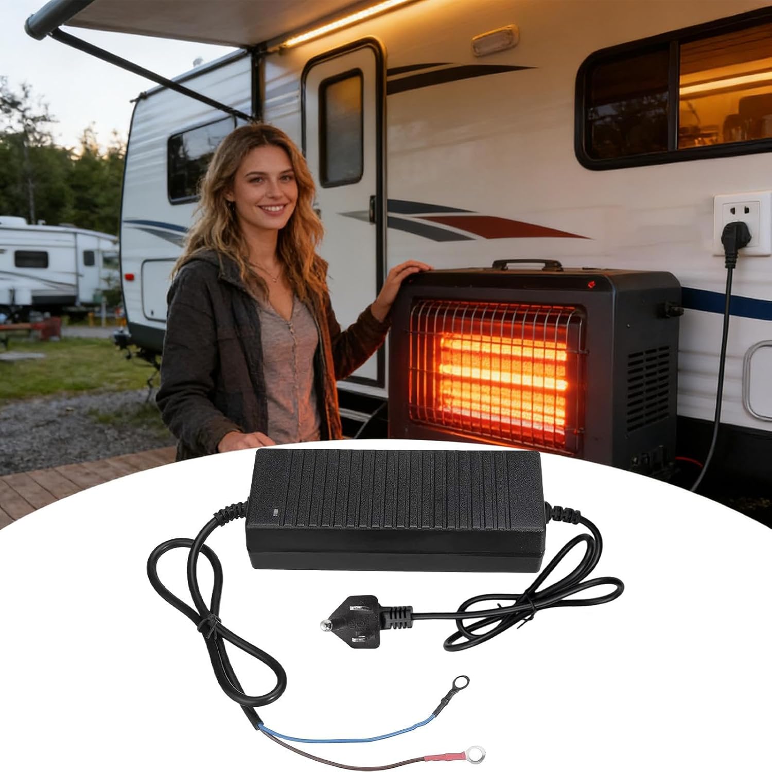 Car Heater 12V Adapter - Portable Lightweight Safe Electronic Supplies, Car Heater Energy Supply for Parking Camping Tent, Cargo Caravan Home Outdoor Use, Ideal for Vehicle Interior Warming, Reliable