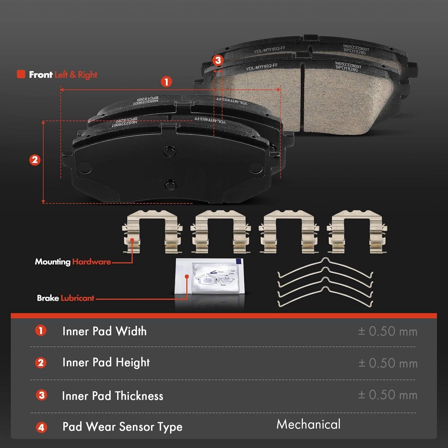 A-Premium Front Ceramic Brake Pads Set Compatible with Hyundai Sonata 2015-2019, Kona Electric 2019-2022 & Kia Optima 2016-2020, Niro EV 2019-2022, 1.6L 2.0L 2.4L BATTERY EV (EV/BEV), 4-Pack