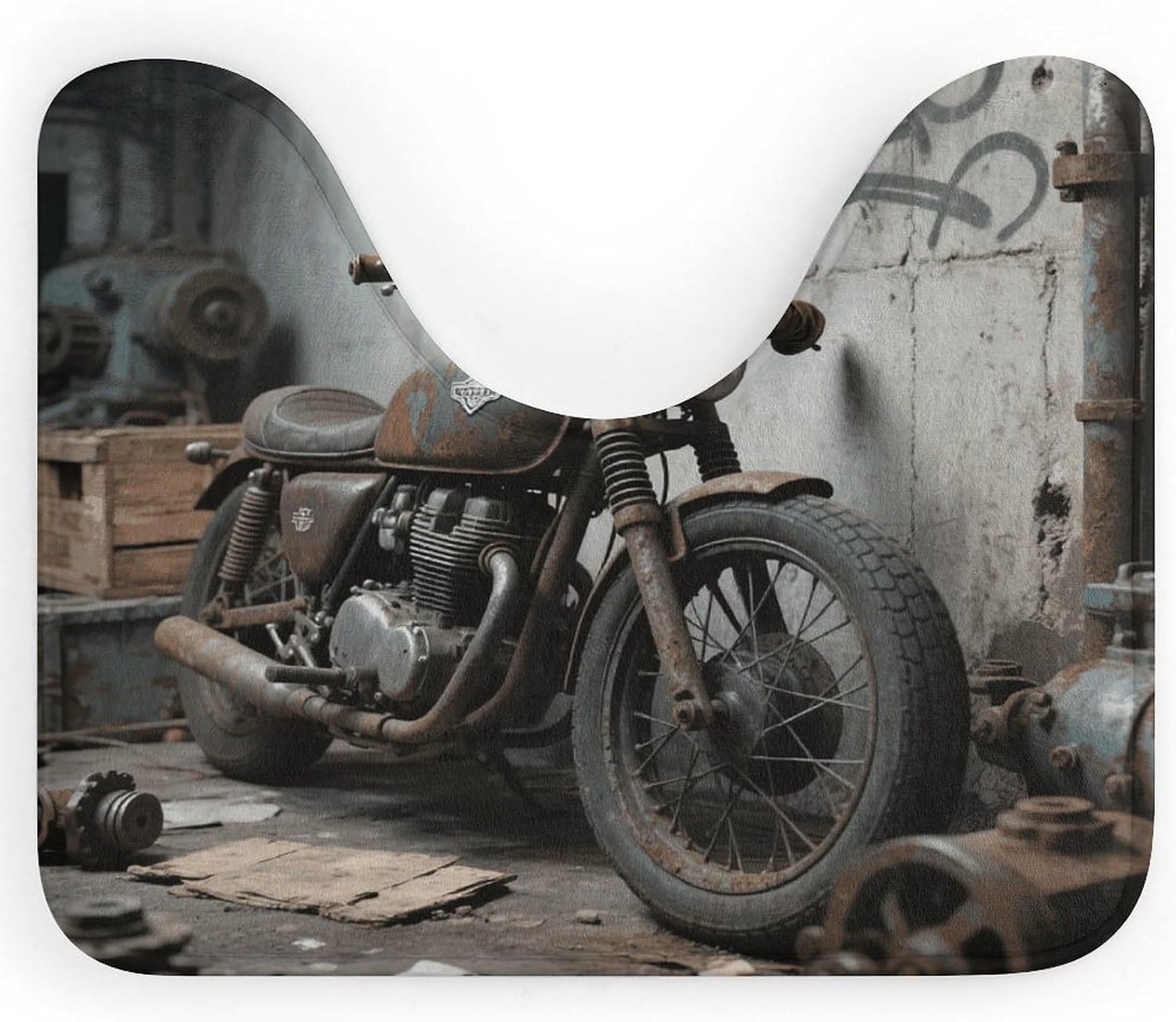 Motorcycle U-Shaped Toilet Rug Absorbent Bathroom Mat