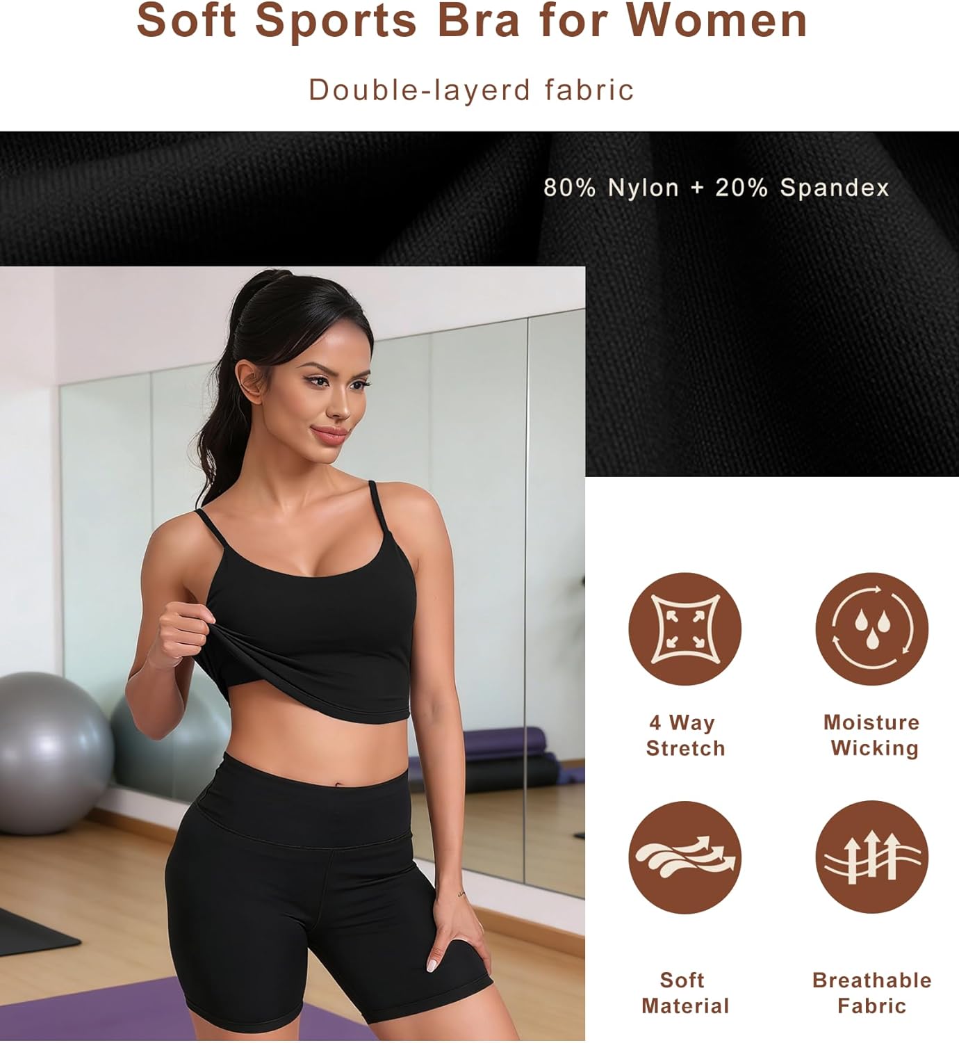 QUOJIZY Strappy Sports Bra for Women Longline Tank Top Built in Bra Open Back Workout Top with Adjustable Straps - Image 5