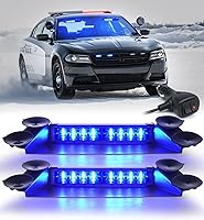 Vista 12 de LUMENIX Barras de Luces Estroboscópicas LED de Emergencia para Salpicadero de Aluminio, Advertencia de Seguridad para Parabrisas Delantero