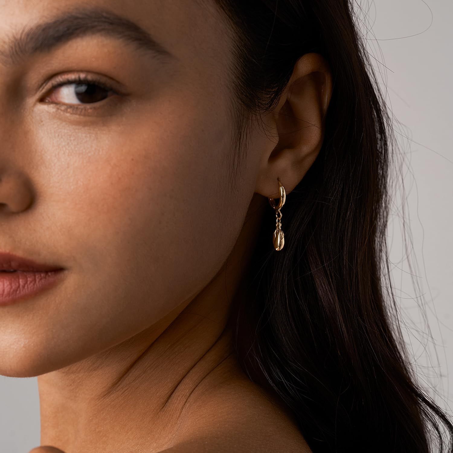 Gold Dangle Drop Huggie Hoop Pendant Earrings with Dainty Small Charms for Women - Image 5