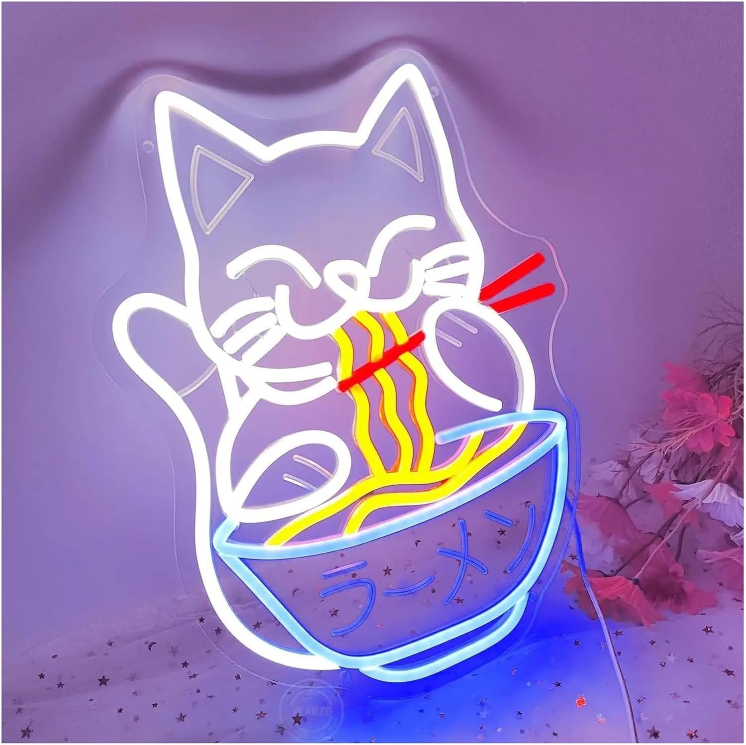 ネオンサイン ラーメン ネコ サインランプ 猫ラーメンネオンサインライト 日本の麺類