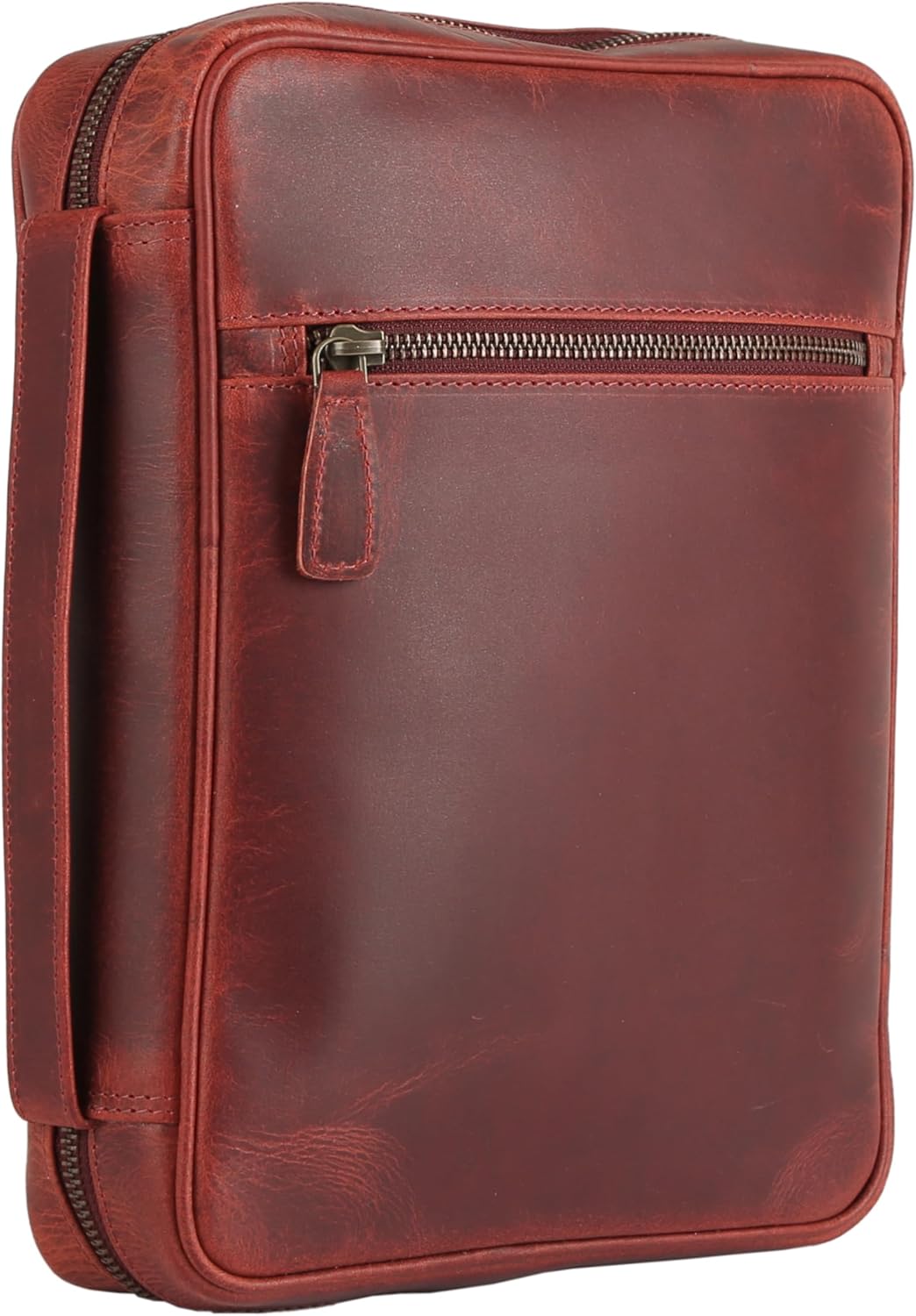 Leather Bible Cover for Men & Women – Zippered Bible Case with Handle, Note & Pen Organizer – Fits Large Study Bible – 11.5x8.5 Inch (Black)