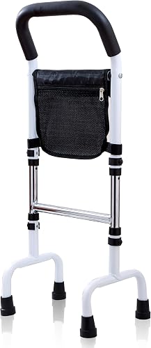 LilyBeauty Standing Walking Cane, Quad Base Stability Aid, Height Adjustable 28.3-36.2 inch, 300lb Capacity, Anti-Slip Dual Handle