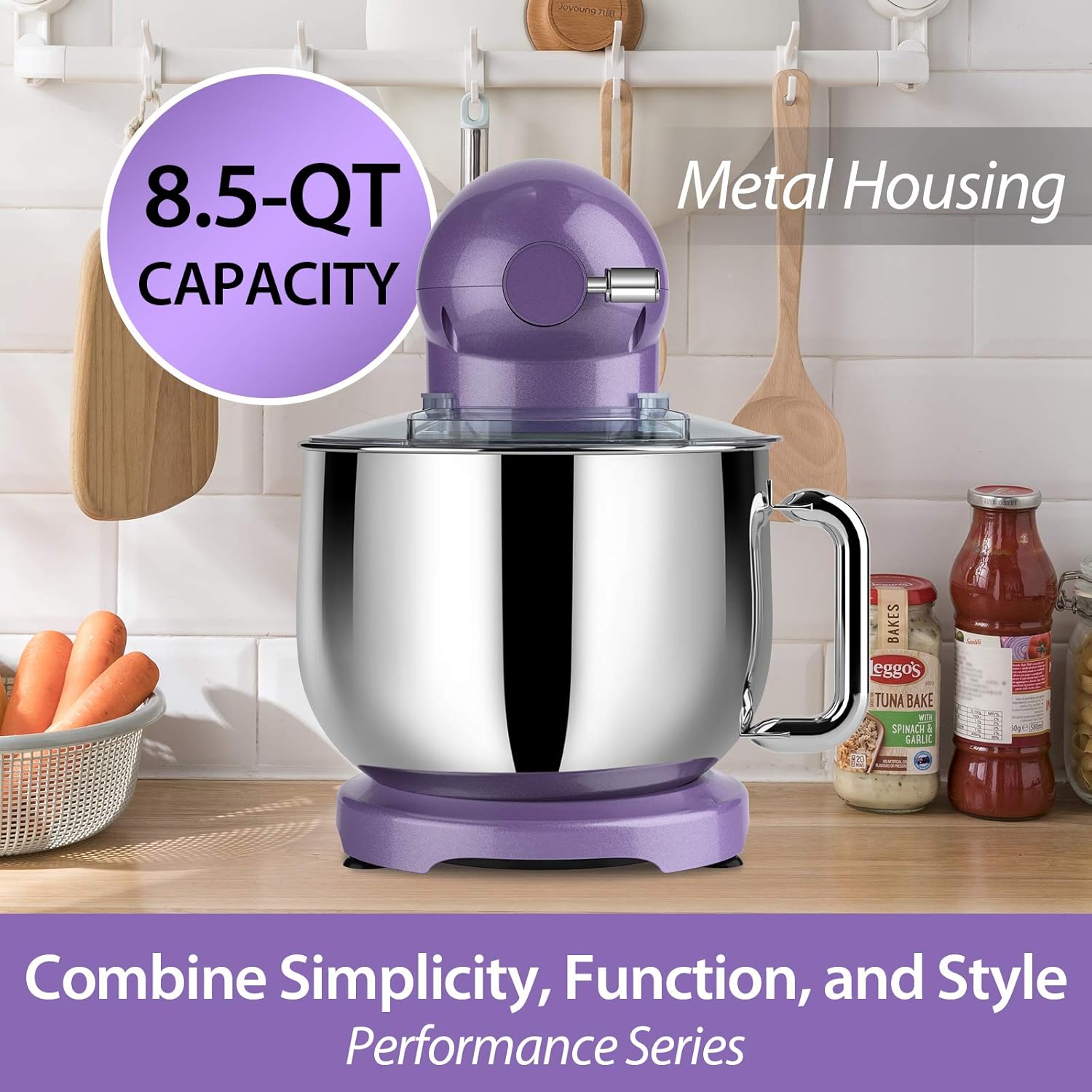 Gеt Pорulаr оƒƒеr All-Metal COOKLEE Stand Mixer, 800W 8.5-Qt. Kitchen Mixer 10+1 Speeds with Dishwasher-Safe Dough Hooks, Flat Beaters, Whisk & Pouring Shield, SM-1522NM, Lavender