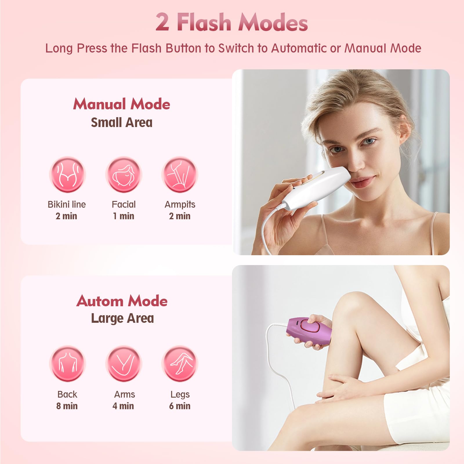 Epilateur Lumiere Pulsee IPL Hair Removal Epilateur laser Homme Femme Épilateur Lumière Pulsée Laser Epilation Definitive avec 5 Niveaux d'Energie 2 Modes pour Visage Corps Bikini Aisselle