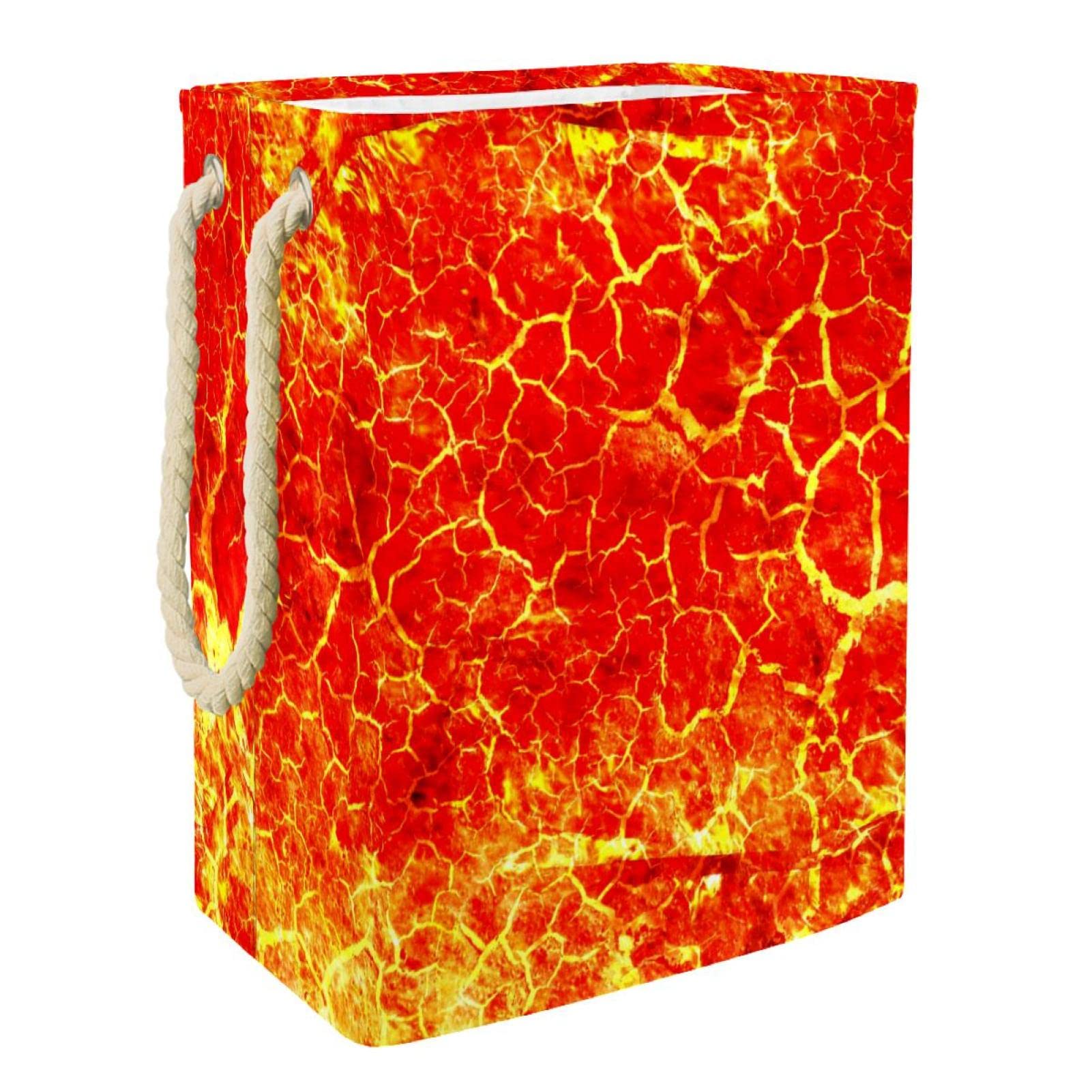 Panier à linge personnalisé motif lave volcanique doté de poignées solides