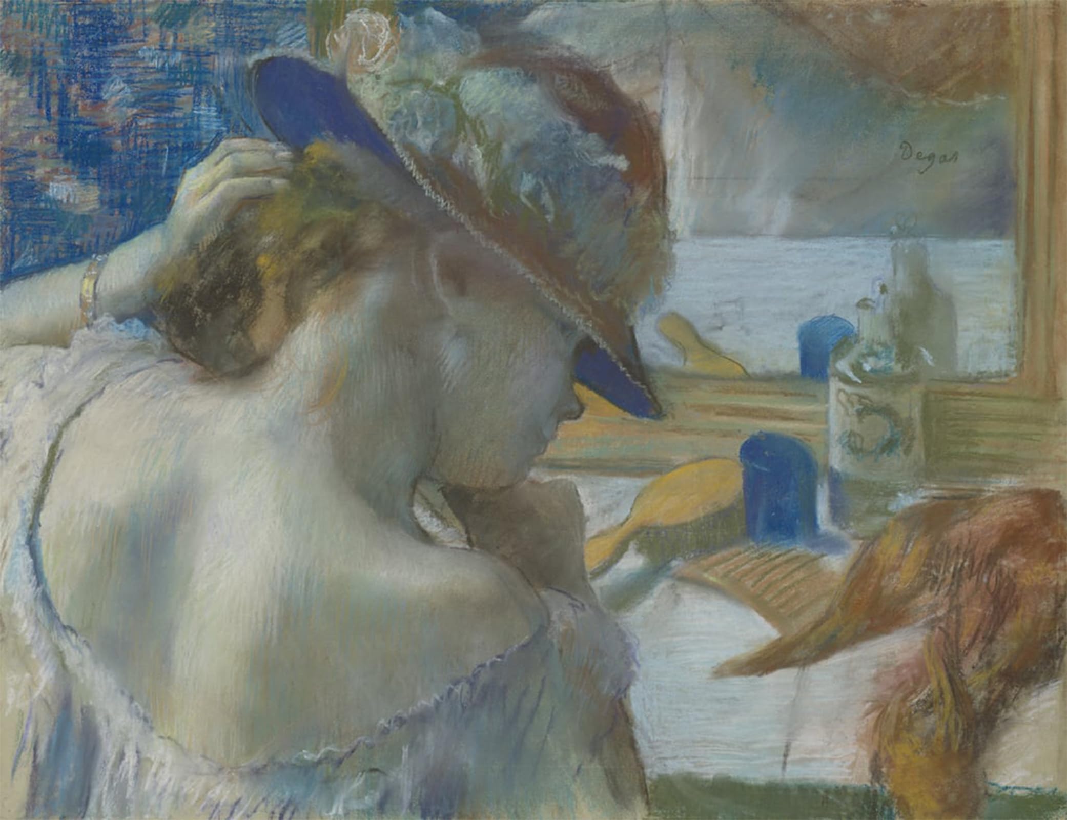 ARTXLXXBN Famous Art Print Poster Vintage Wall Art in Front of the Mirror by Edgar Degas Canvas Art Poster for Home Decor 60x90cm