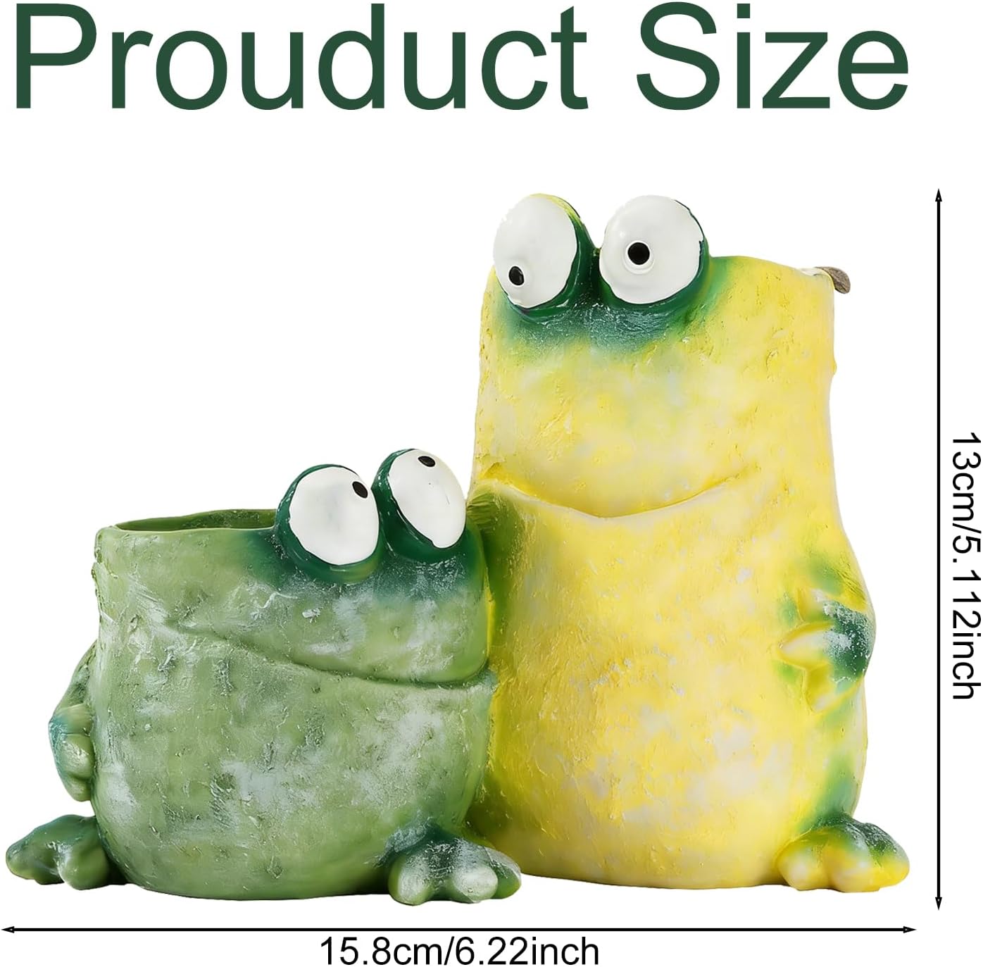 Frog Planter Pot with Drainage Hole – Resin Flower Pot & Pen Holder for Desk Décor, Indoor Home or Office Decoration