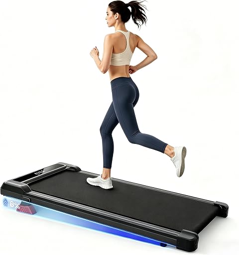 HomeFitnessCode Laufband Walking Pad mit Neigung für Zuhause Klein Laufpad | Elektrisch Treadmill mit Steigung 130KG Gehband unter Schreibtisch Walkpad Walking Band Laufbänder