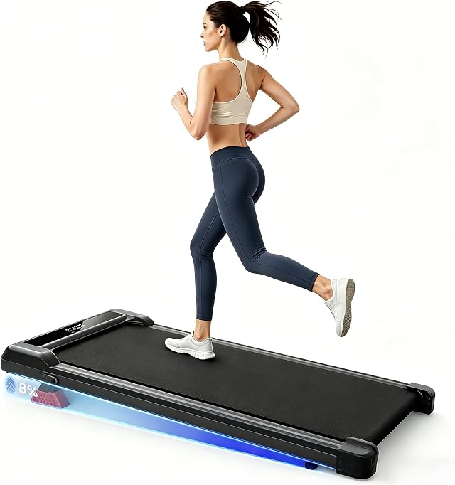 HomeFitnessCode Laufband Walking Pad mit Neigung für Zuhause Klein Laufpad | Elektrisch Treadmill mit Steigung 130KG Gehband unter Schreibtisch Walkpad Walking Band Laufbänder