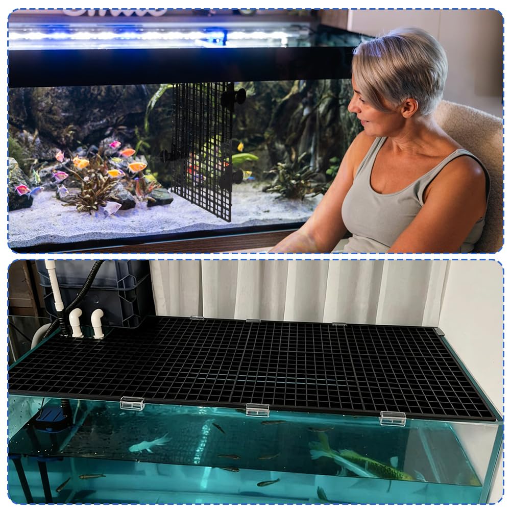 12 piastre isolanti in plastica per il fondo dell'acquario con 20 griglie divisorie, 20 fascette per cavi, 6 sacchetti di fibbie per piastre e 32 supporti di copertura