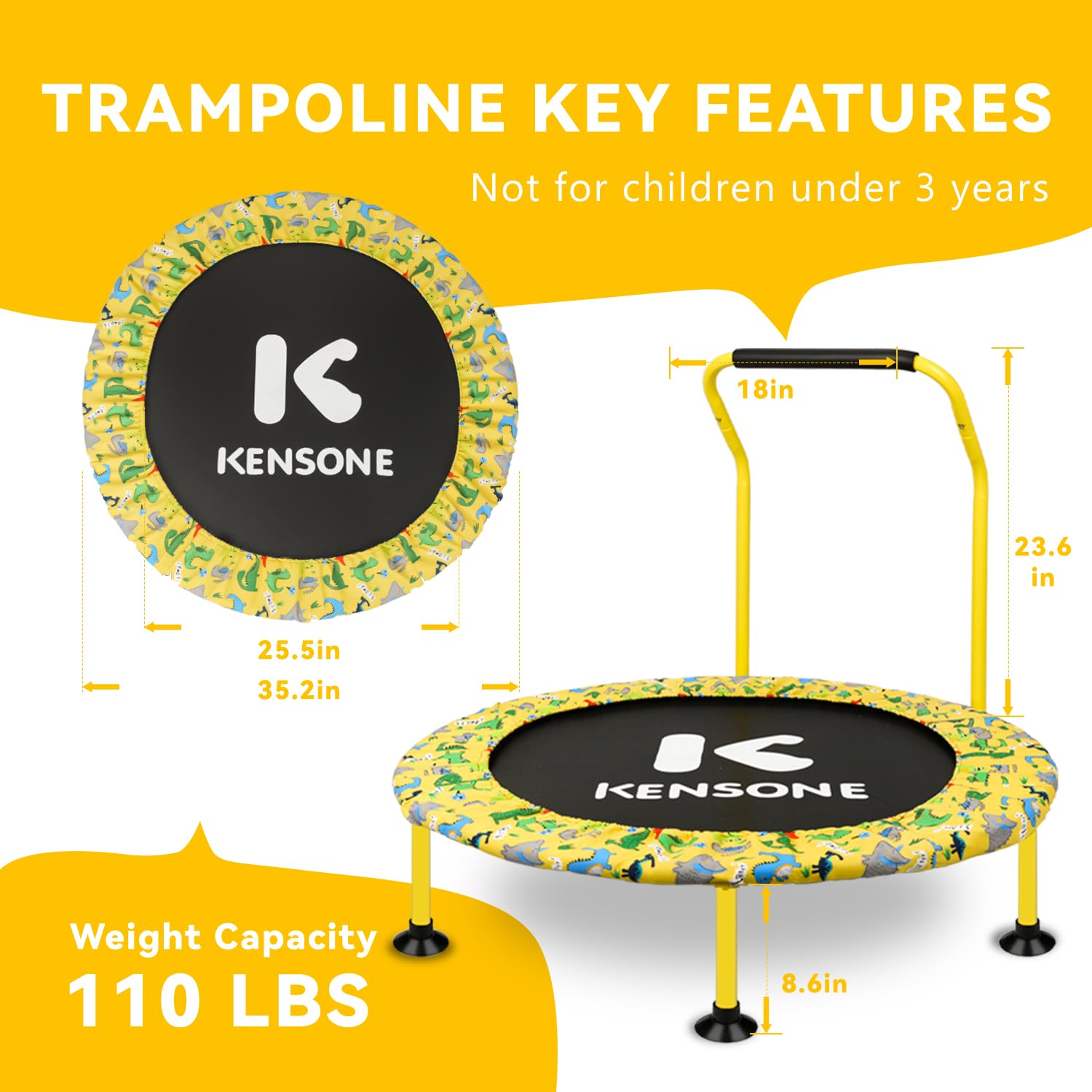 Amazon | KENSONE 子供用 36インチ ミニトランポリン 屋内 小型