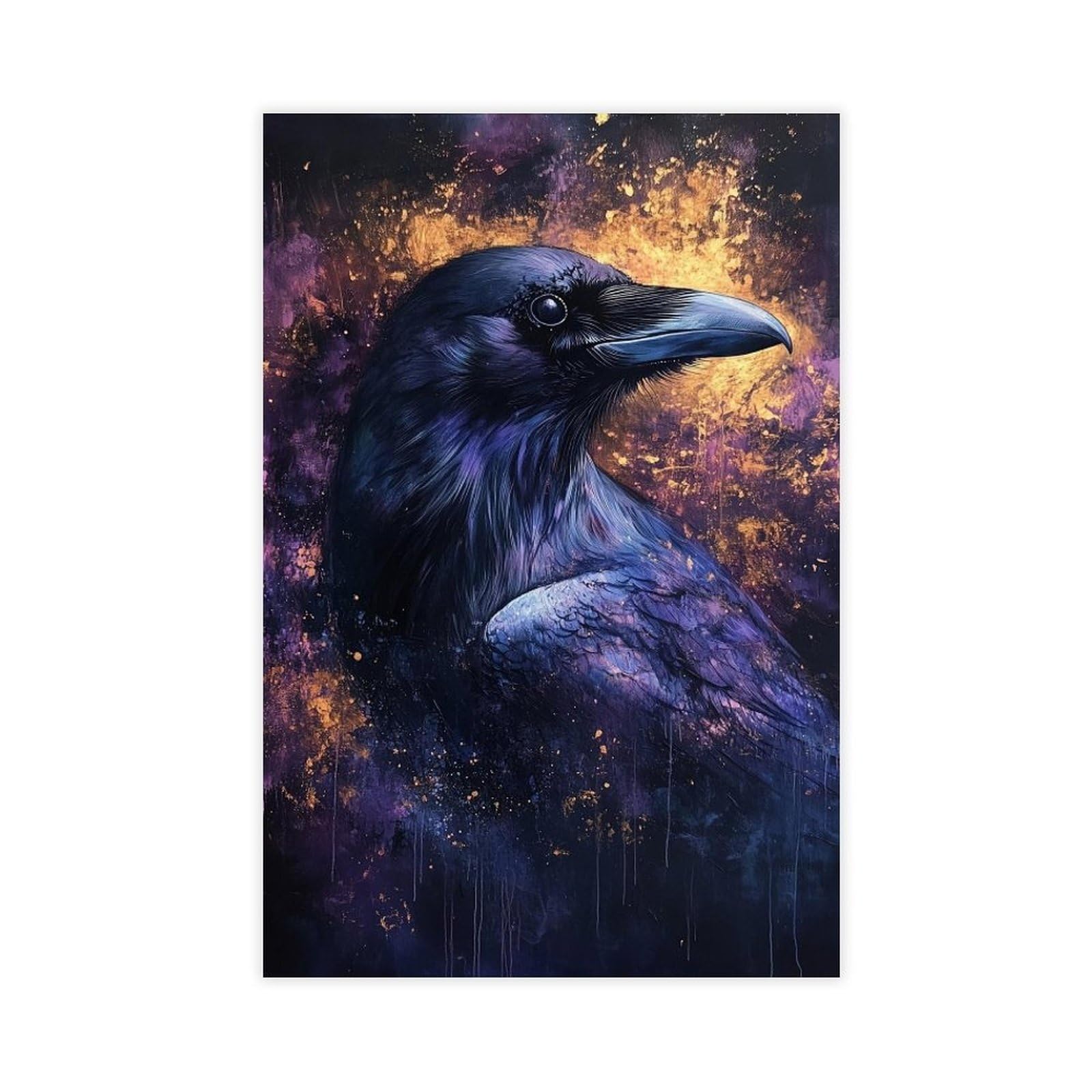 MGHDGD Raven Wall Art, Dark Academia, Purple Gothic Crow Canvas Poster Bedroom Decor Landscape Office Room Decor Gift 16x24inch(40x60cm)
