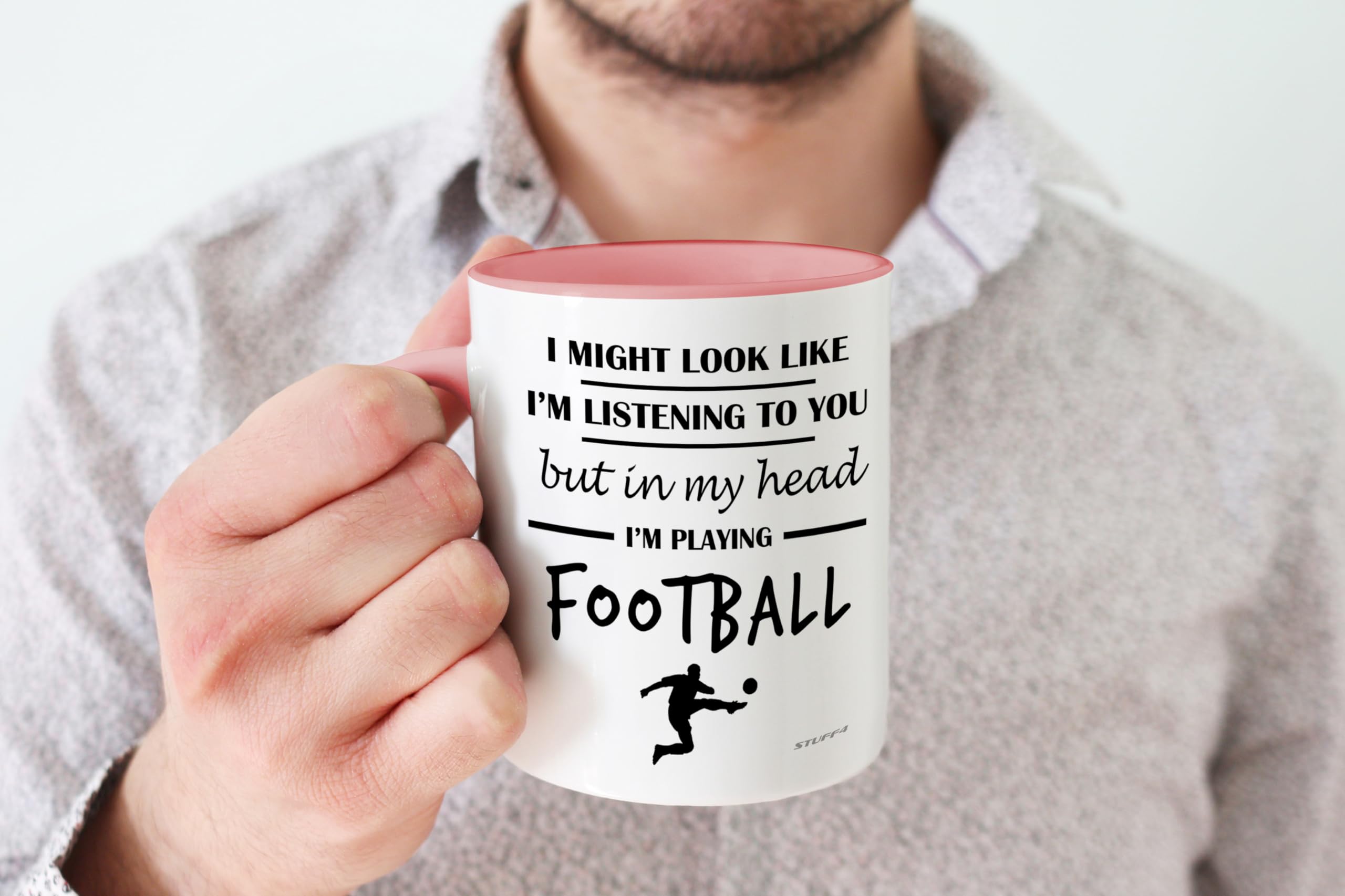 Stuff4 Football Gifts, in My Head I'm Playing Football Mug, Funny Gift for Footy Players Footie Lover Presents - Image 4