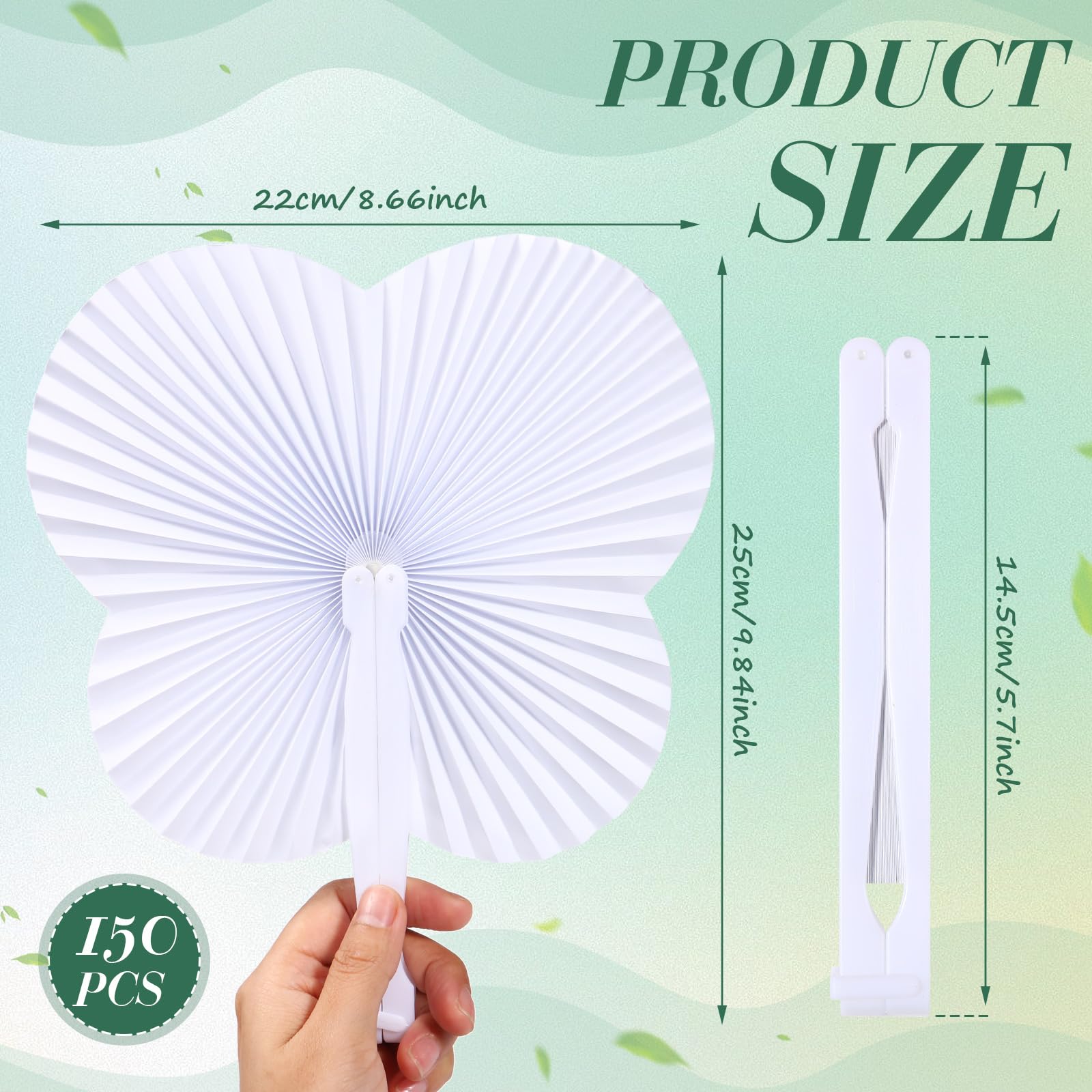Chuangdi 150 Pcs Wedding Paper Fans Bulk Butterfly Shaped White Folding Handheld Fans for Wedding Guests Favors Birthday Anniversary Summer Outdoor Party Decorations Gifts Bridal Shower DIY Crafts