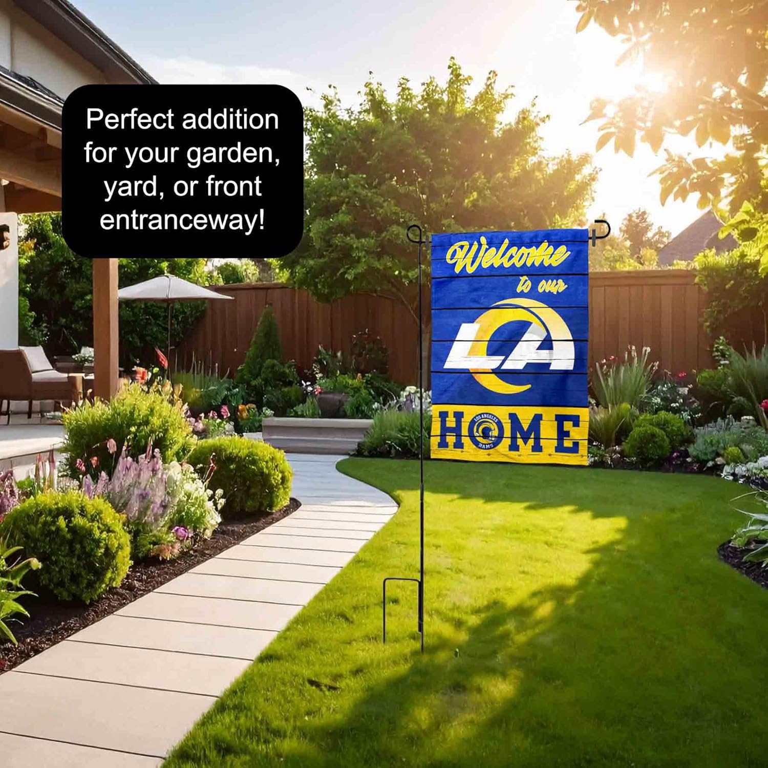 Los Angeles Rams Welcome To Our Home Garden Flag and Flagpole Mount - Image 4