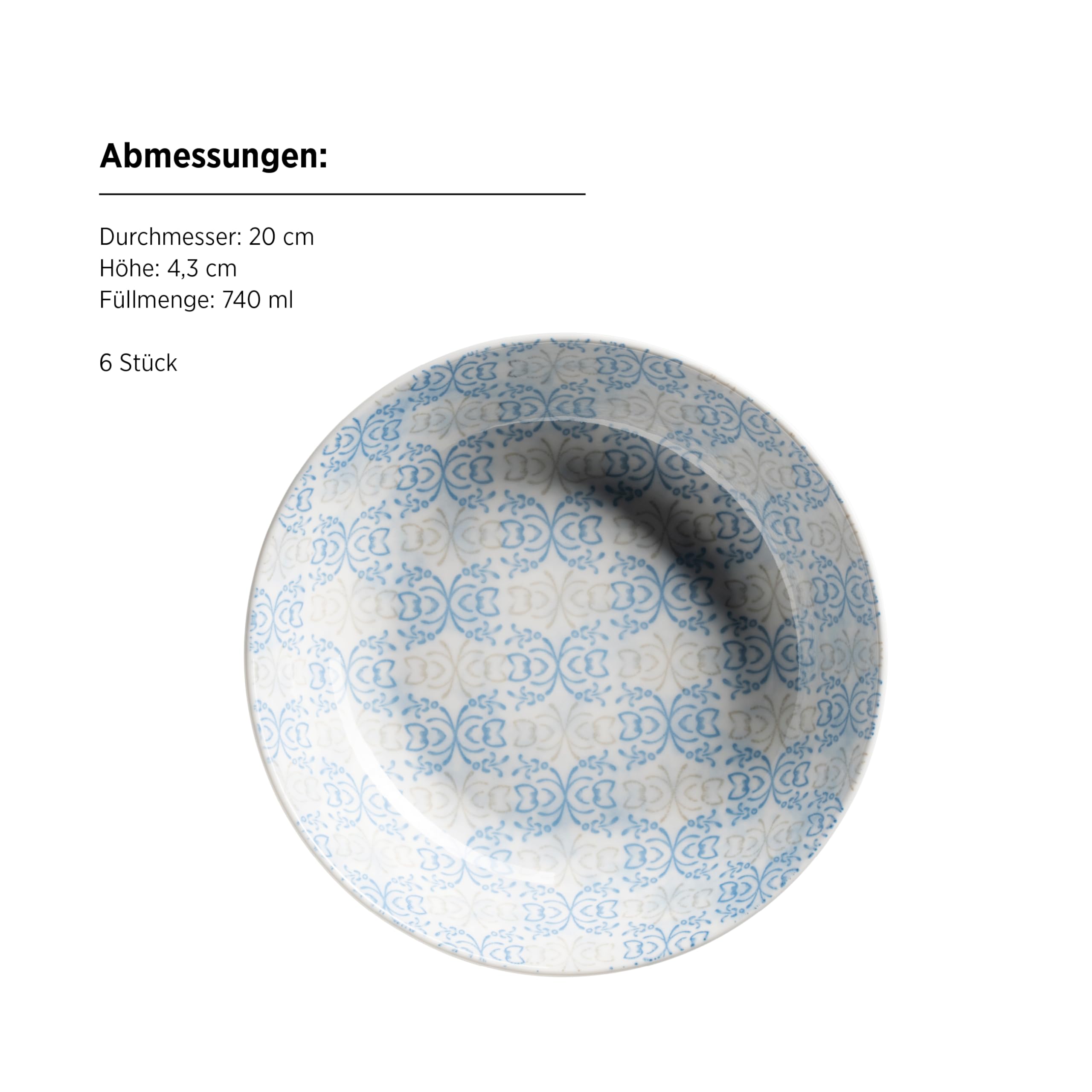 MÄSER Ornea Geschirrset 18-teilig – Elegantes Porzellan-Teller Set für 6 Personen, Porzellan, Blau (Blau)