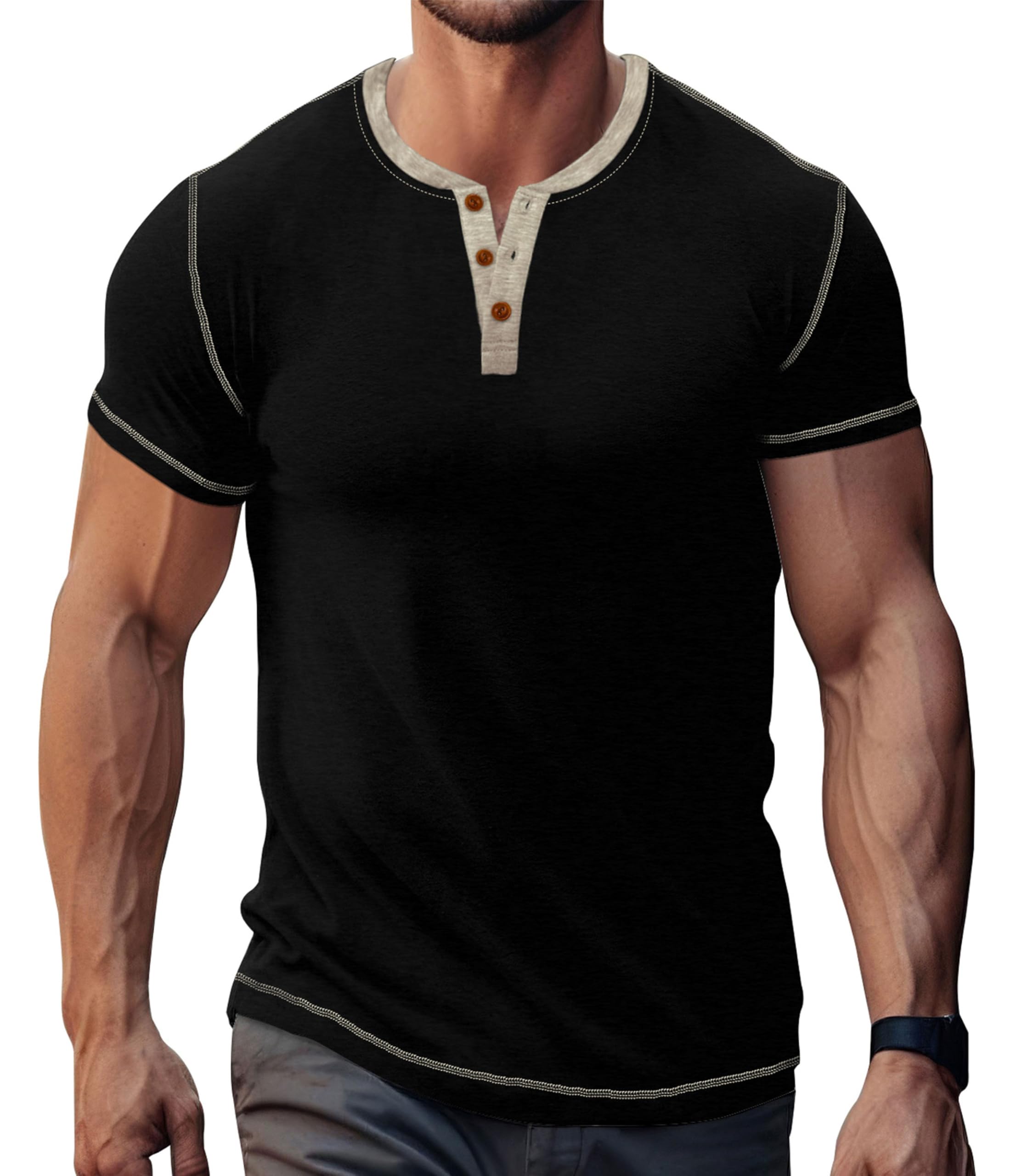 LOGEEYAR Men's Henley Shirts Short Sleeve Basic Casual Shirt Lightweight Button T-Shirts