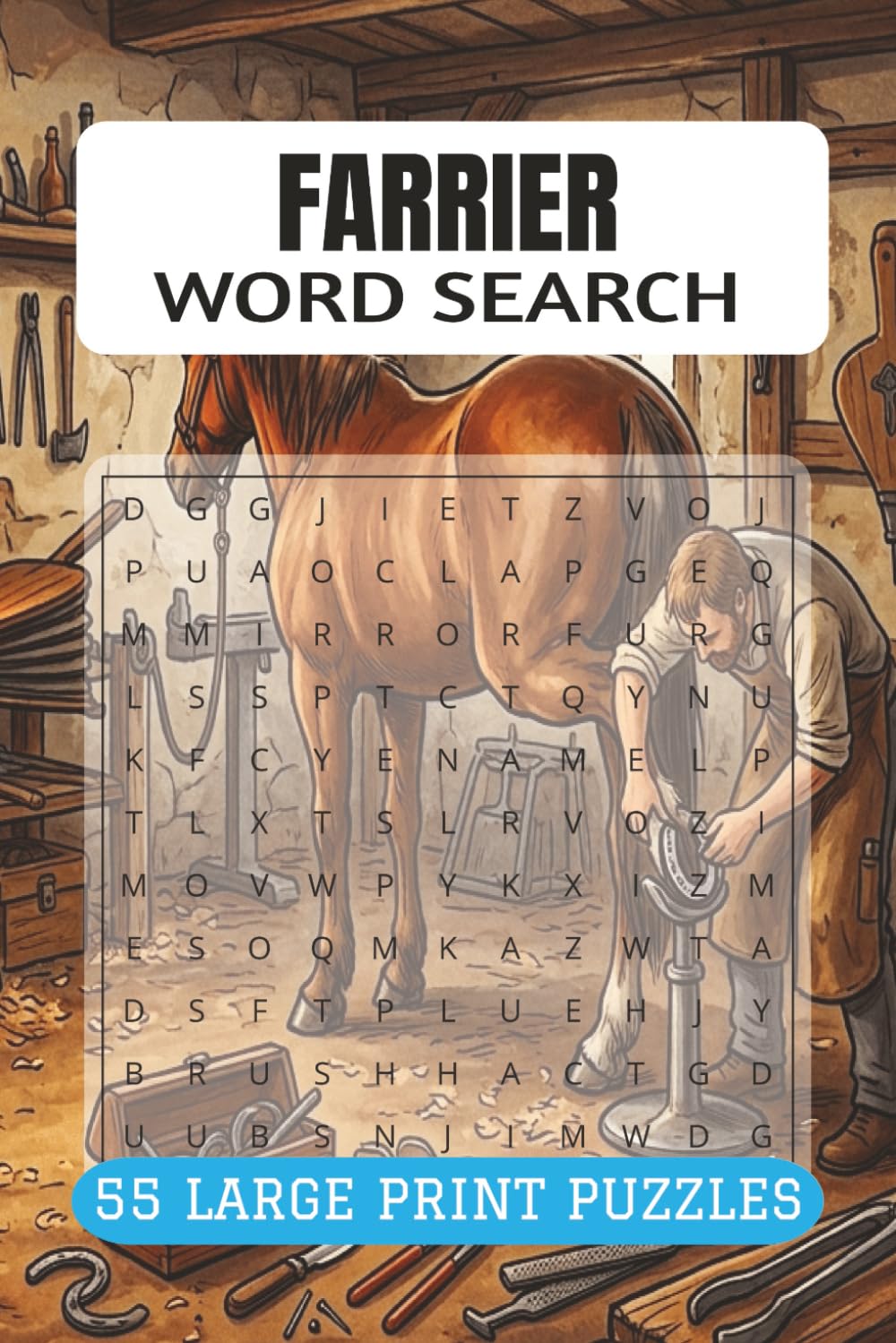 FARRIER WORD SEARCH BOOK: 55 Equestrian Themed Puzzles for Hoof Care Professionals, Blacksmiths, Equestrians and Horse Lovers | 9x6, 110 Pages
