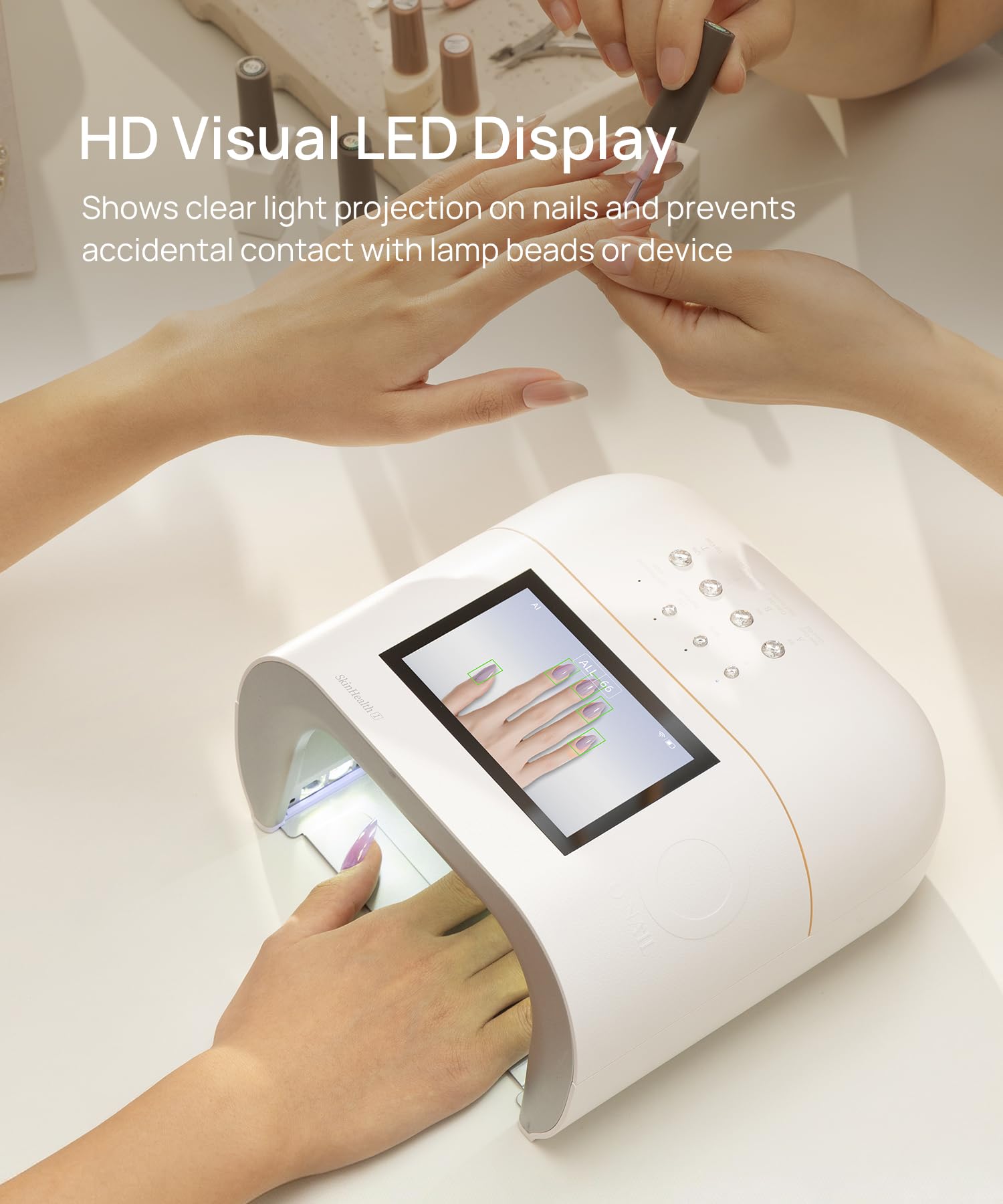 ONAIL AIライト ONail AI Nail Lamp - UV Safe & Pain-Free Gel Curing, AI Precision