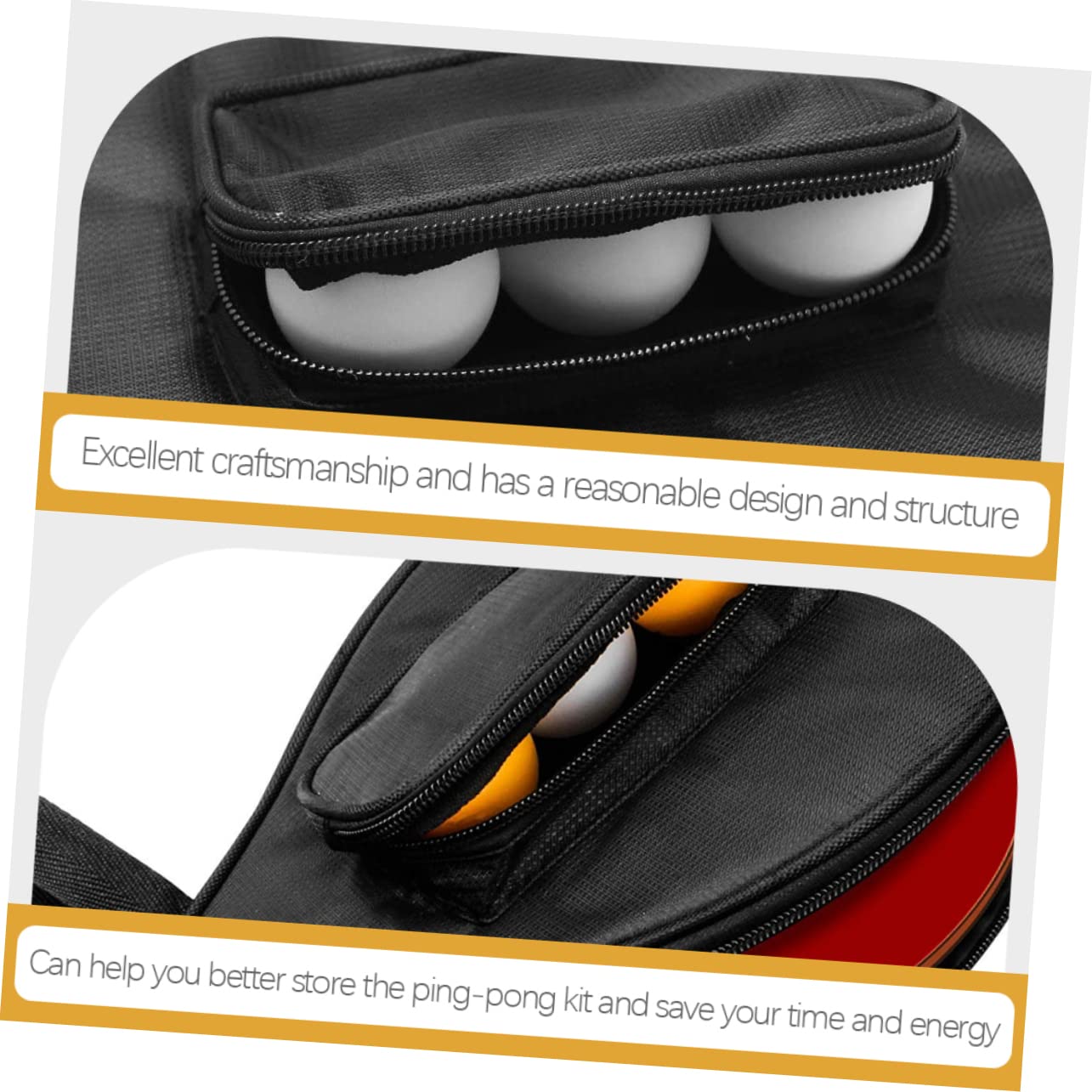 TOYANDONA 2 Custodia per Racchette Pong Organizzatrice Oxford per Racchette e Palline Design Forma Zucca per Sportivi e Appassionati Tennis Tavolo