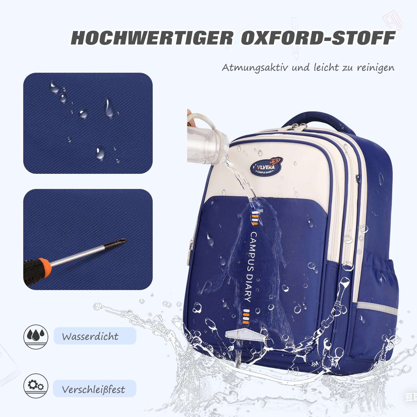 FANDARE Ergonomischer Schulrucksack Mädchen Junge – Wasserdichter Schulranzen mit Vielen Fächern Leichte Schultasche Reflektierender Rucksack mit Brustgurt für die Grundschule Rosa