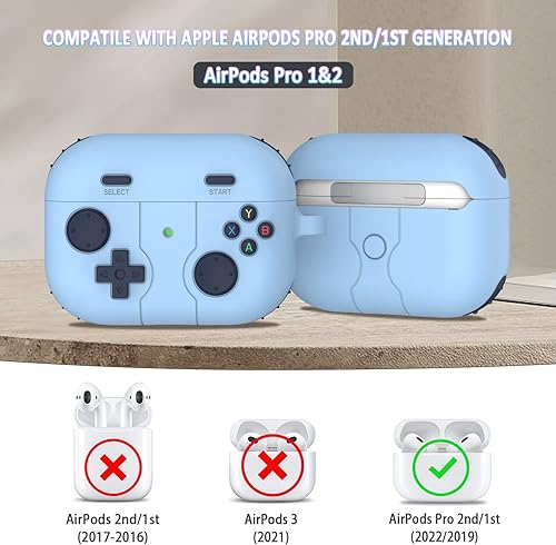 Miniatura 7 de R-fun Funda compatible con AirPods Pro de 21 generación con kit de limpieza, diseño clásico de consola de juegos portátil, funda protectora de