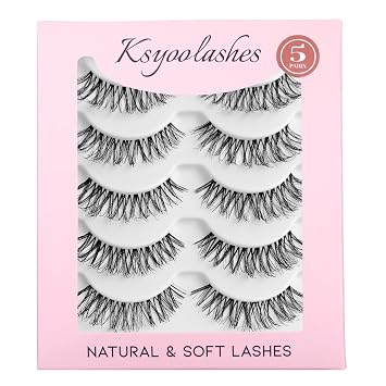 Lashes Wispy Natural False Eyelashes Cat Eye Lash Strips Soft Fake Eyelash D Curl Strip Lashes Lightweight Wispy Eyelashes Thin Clear Band Comfortable with Natural Looking