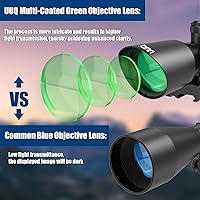 Vista 2 de UUQ 2.5-10x40 Rifle Scope with Red/Green Illuminated Mil-dot with Red/Green Laser Combo-Green Lens Color,Tactical Scope for Gun Air Hunting,Free
