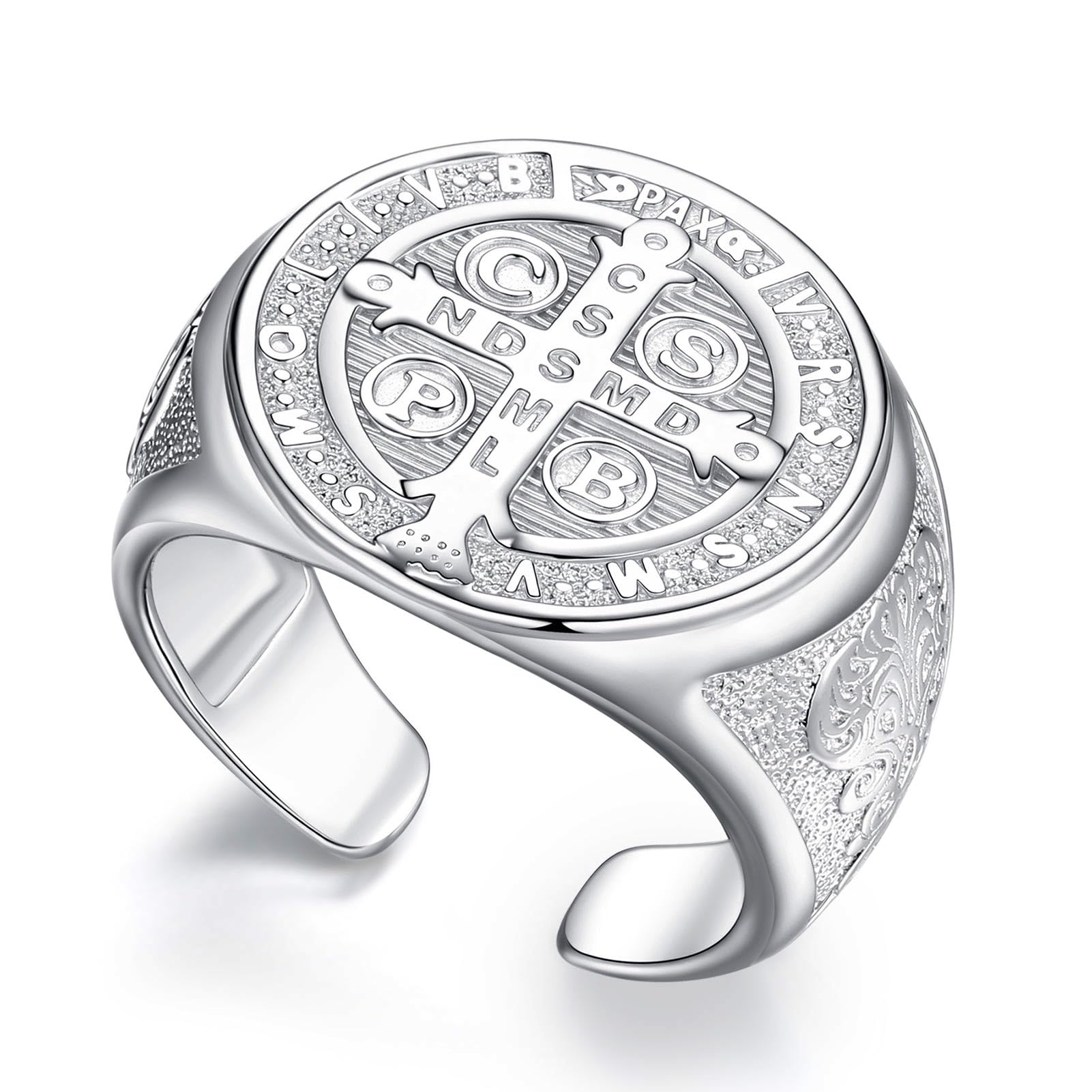 CELESTIA Anillos Hombre Tetragramaton Sello de 7 Arcangeles Anillo Ajustable para Hombre Plata 925 Joyeria Regalos Hombre Cumpleaños San Valentin Día del Padre