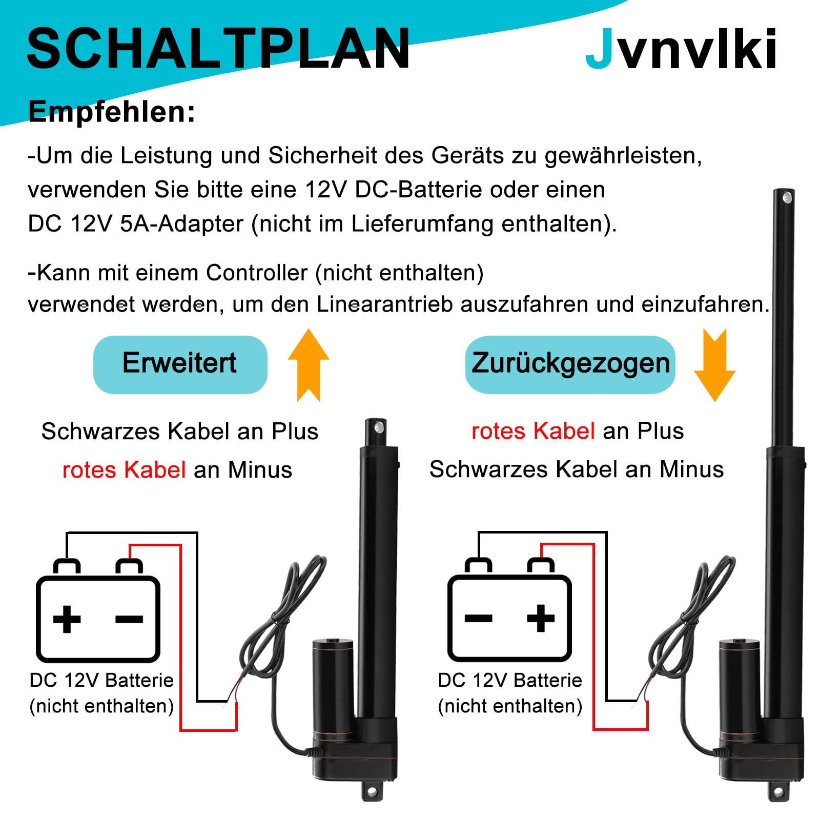 Hochgeschwindigkeits-Linearantrieb 12V 400N IP65 100mm 34mm/s mit Montagehalterungen