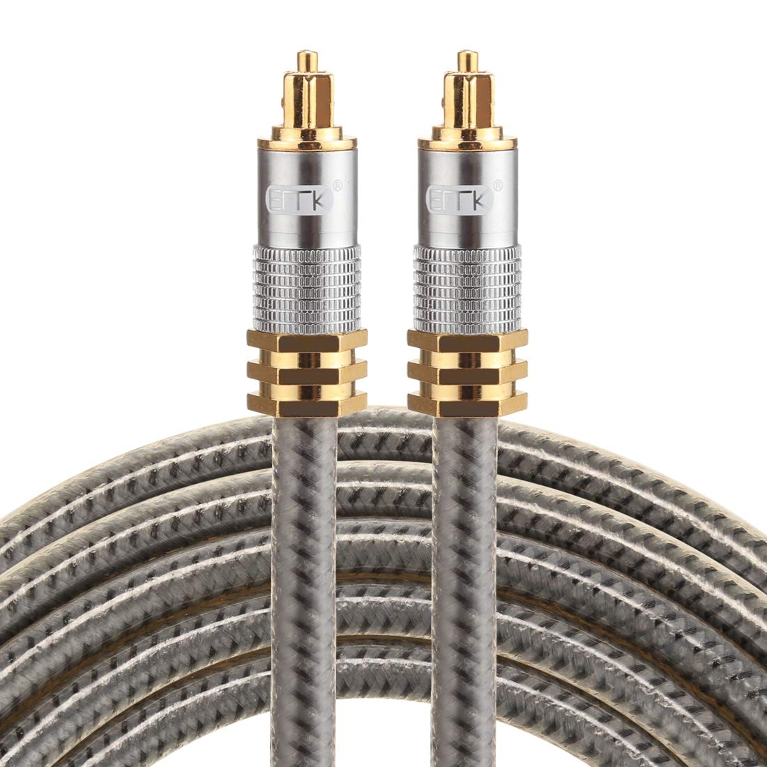 QGT EMK YL-A 2m OD8.0mm Gold Plated Metal Head Toslink Male to Male Digital Optical Audio Cable