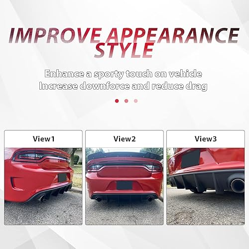 Miniatura 3 de KUAFU Difusor trasero compatible con Dodge Charger Scat SRT Daytona GT RT modelos no de cuerpo ancho, cenefa parachoques trasero, difusor de alerón,