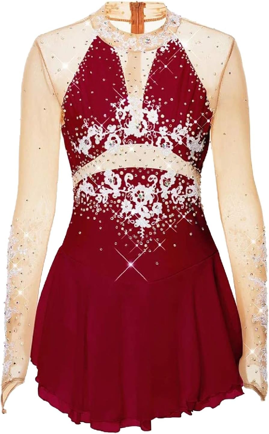 Figure Skating Clothing Set Girls' Ice Skating Dresses Skating Suits Gymnastics Leotard Dress
